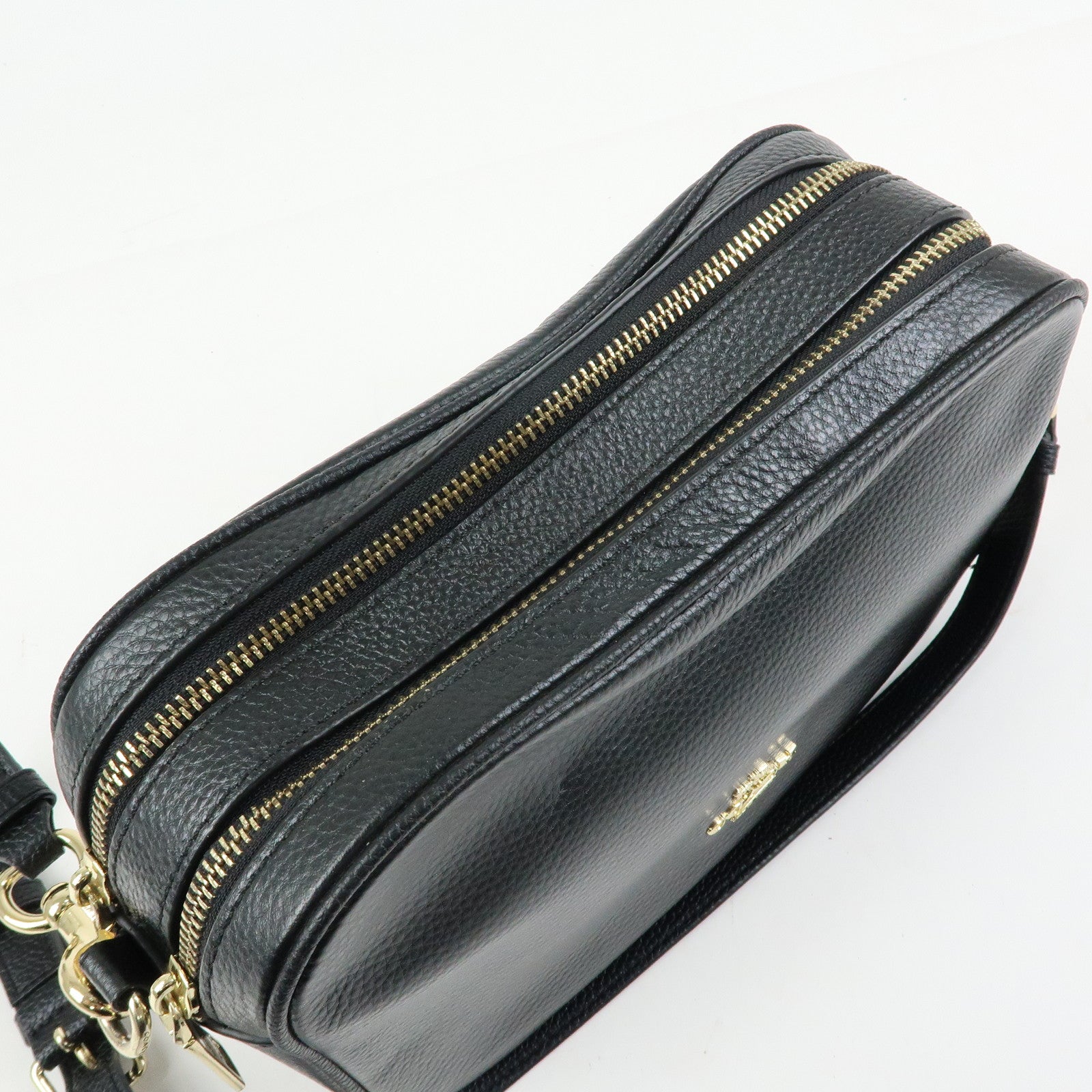 COACH Logo Leather Shoulder Crossbody Bag Black