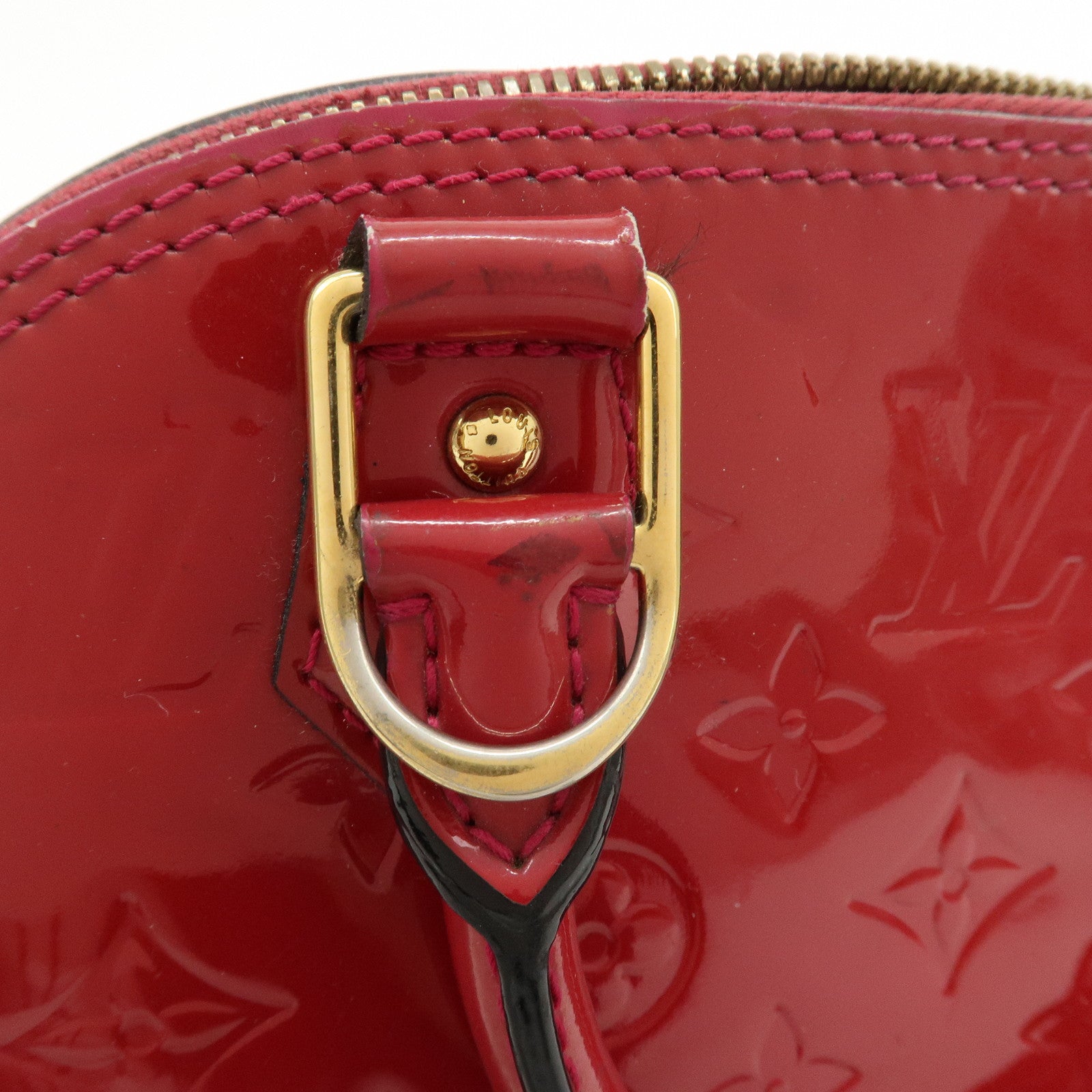 Louis Vuitton Monogram Vernis Alma BB 2Way Hand Bag Rouge M91698
