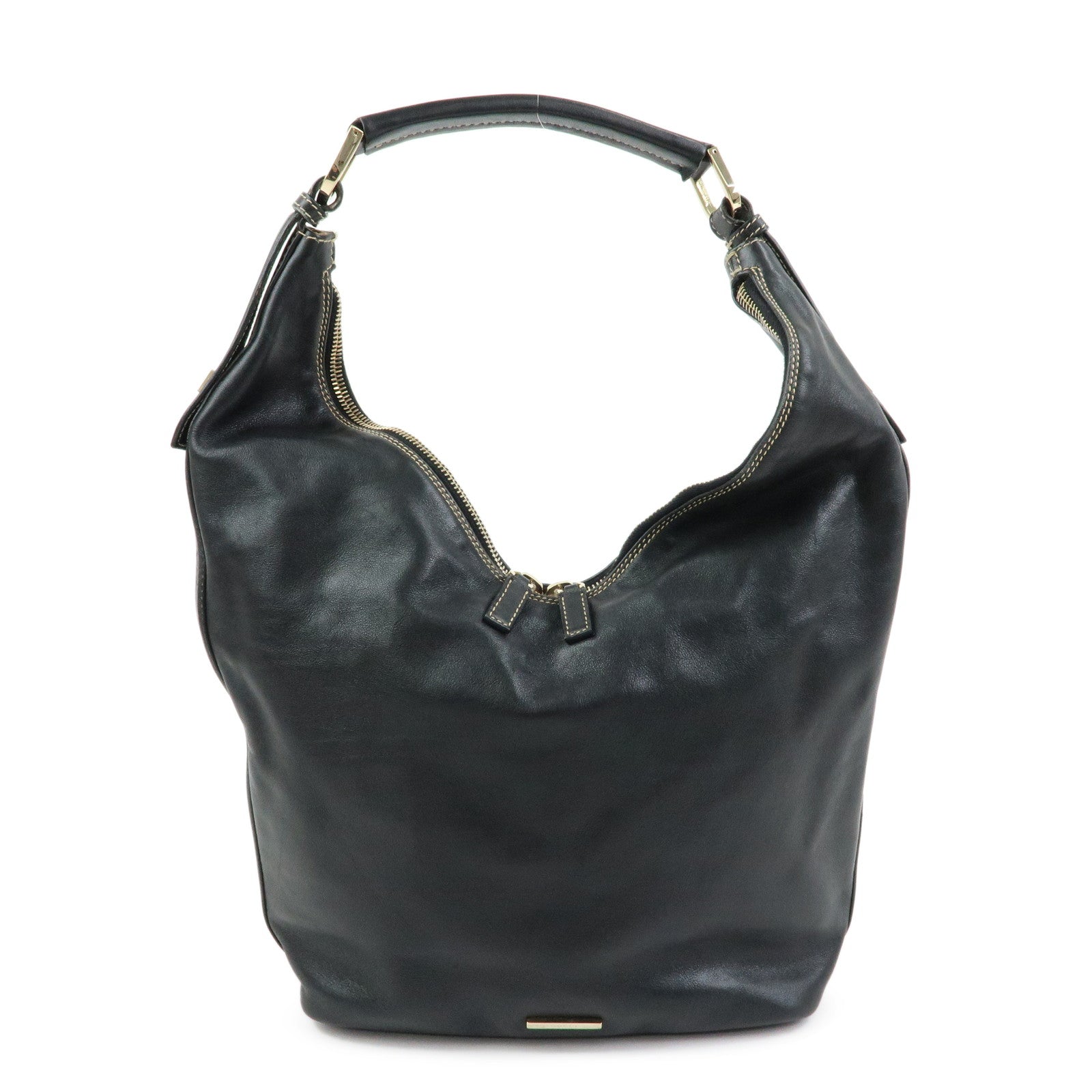 GUCCI Leather Shoulder Bag Hand Bag Black 73885