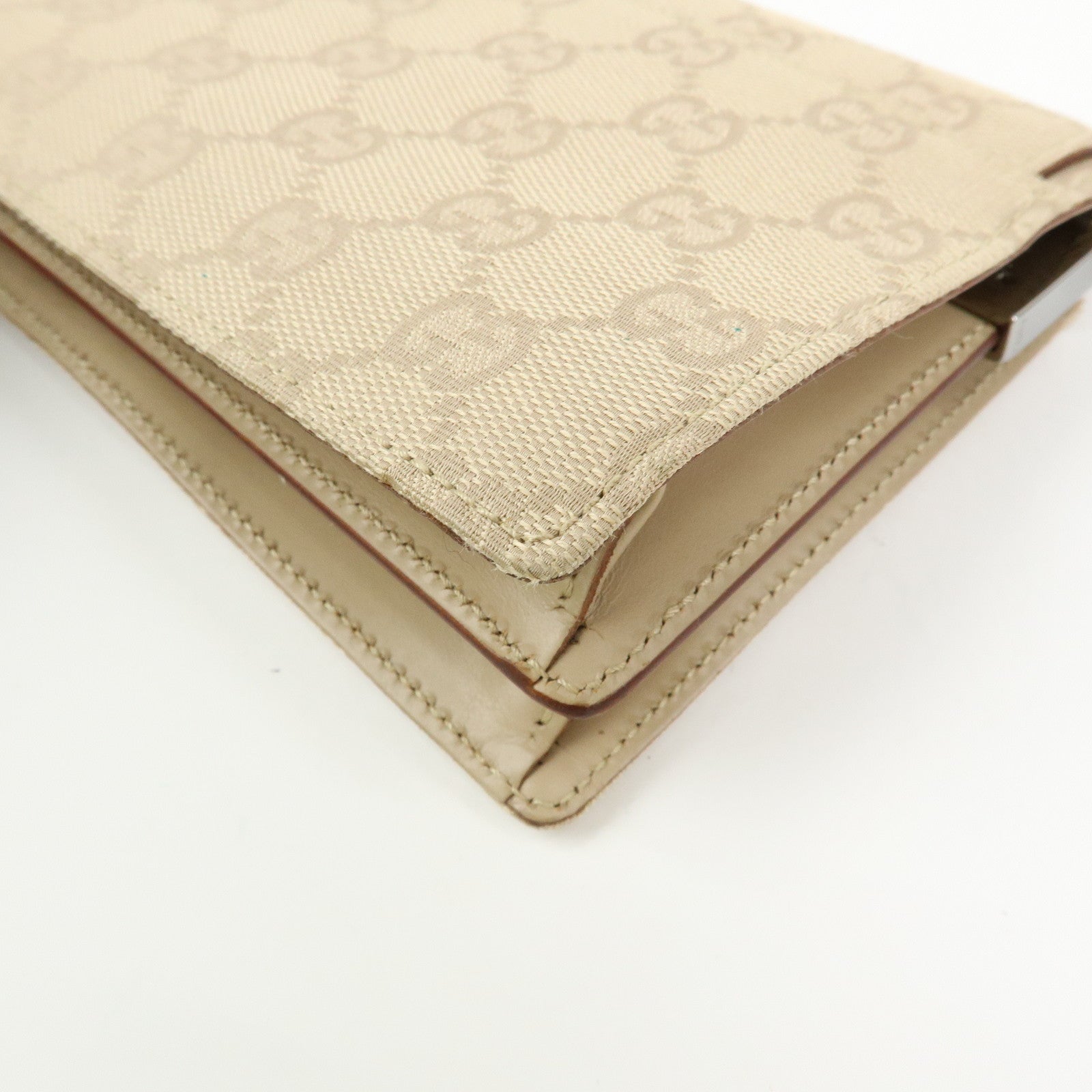 GUCCI GG Canvas Leather Shoulder Bag Hand Bag Beige 01235