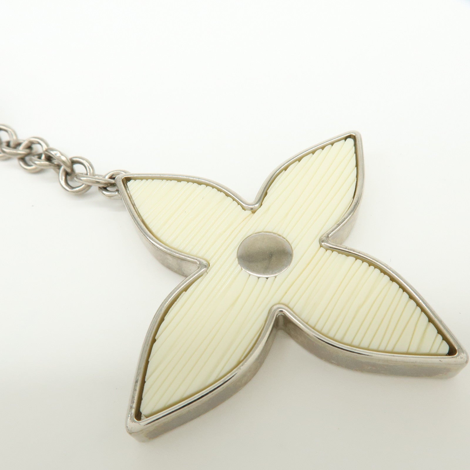 Louis Vuitton Bijoux Sac Fleur de Epi Bag Charm Silver White M65085