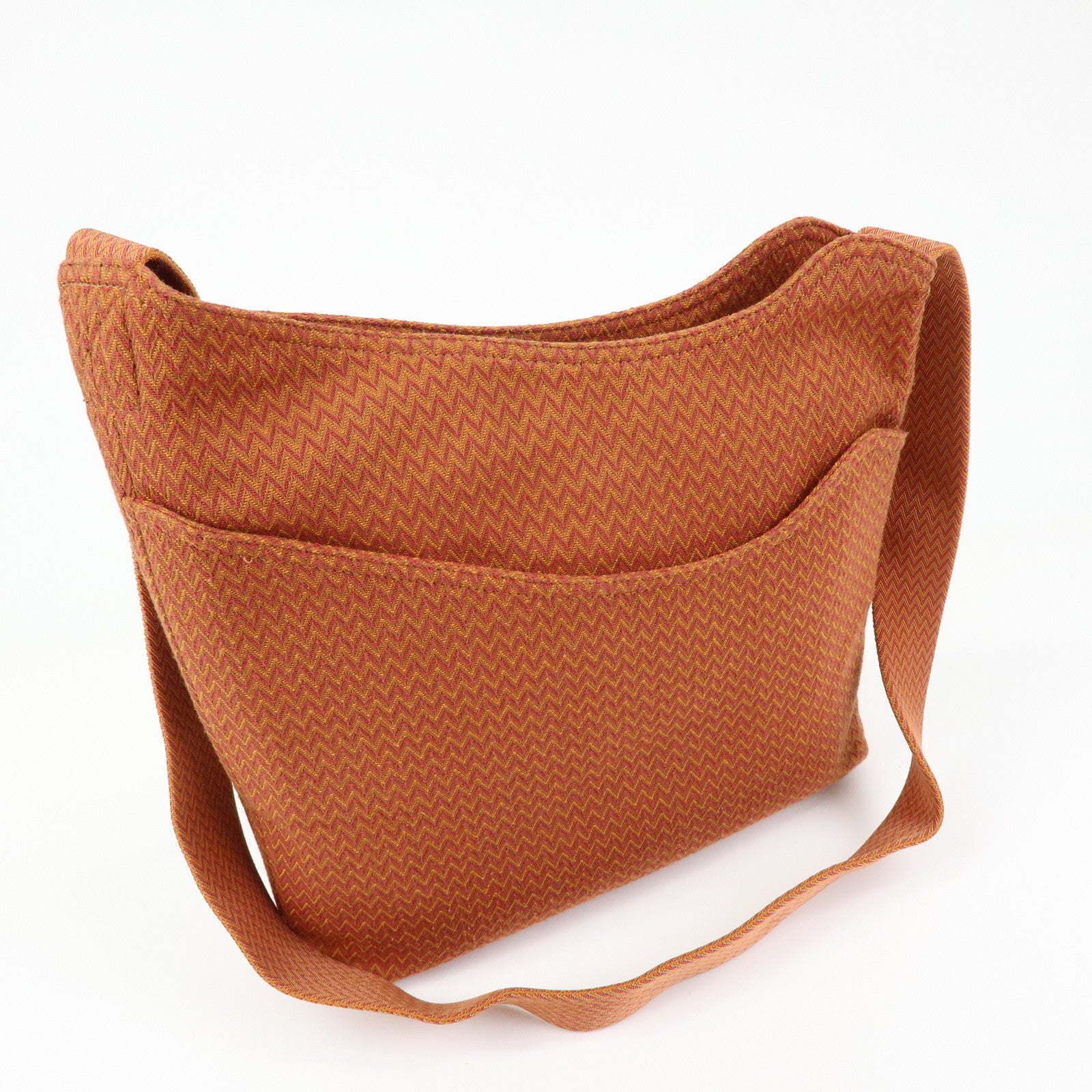 HERMES Sac de Pansage Canvas Shoulder Bag Crossbody Bag Orange