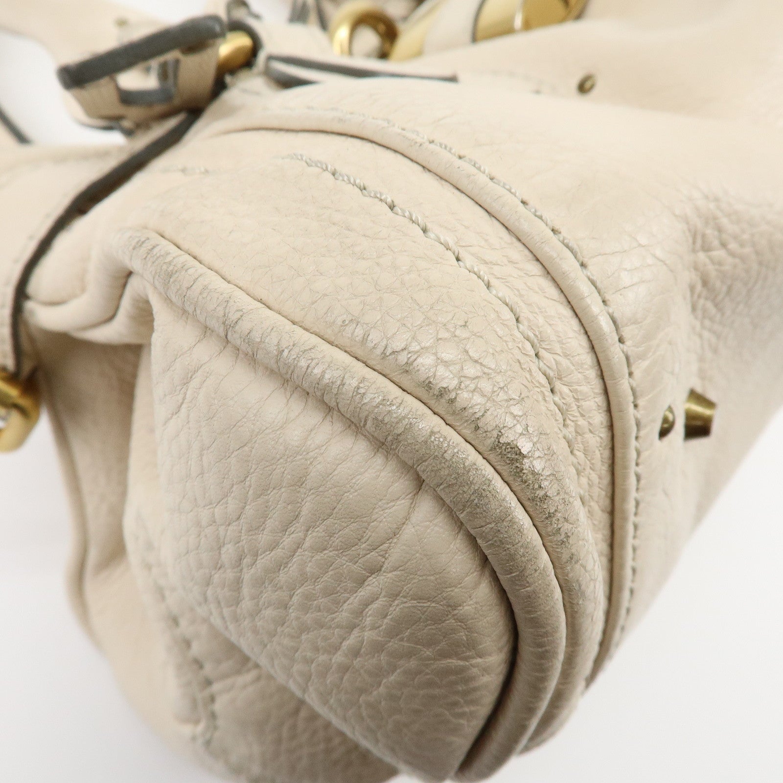 Chloe Paddington Leather Hand Bag Boston Bag Shoulder Bag Ivory