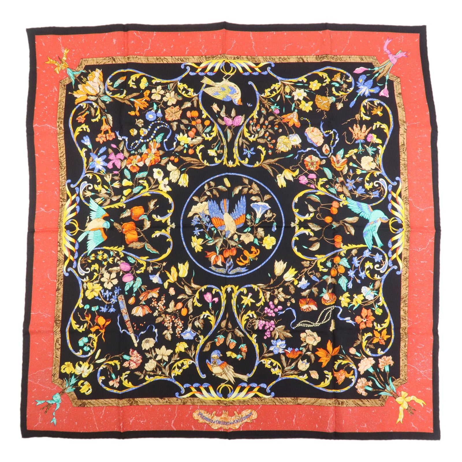 HERMES Carre 90 Silk 100% Scarf PIERRES D' ORIENT ET D' OCCIDENT