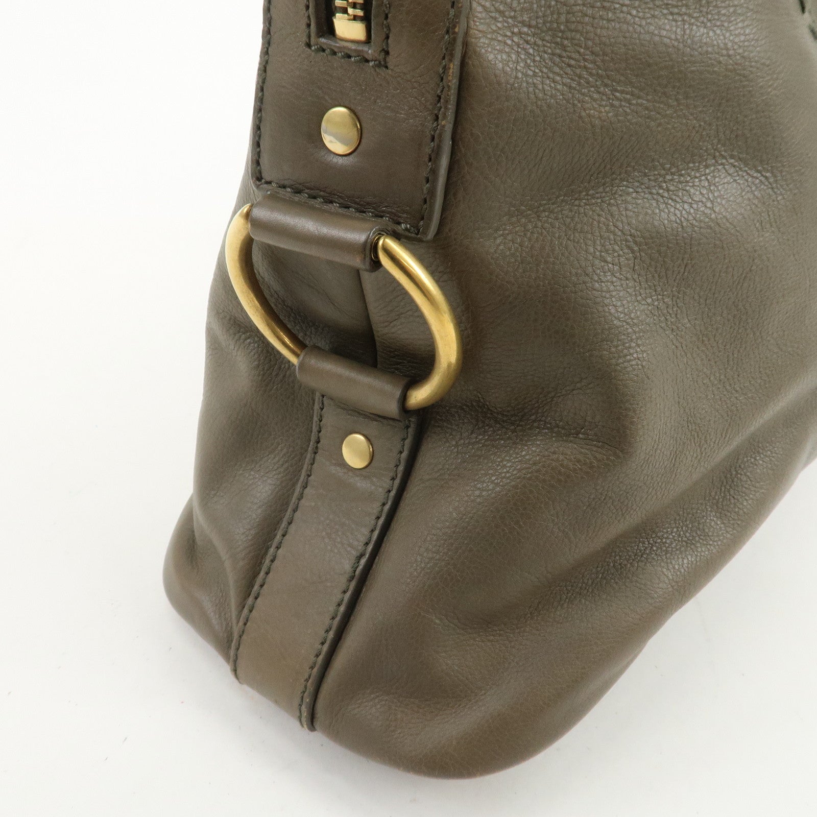 SAINT LAURENT PARIS Muse Leather Shoulder Bag Khaki 156464