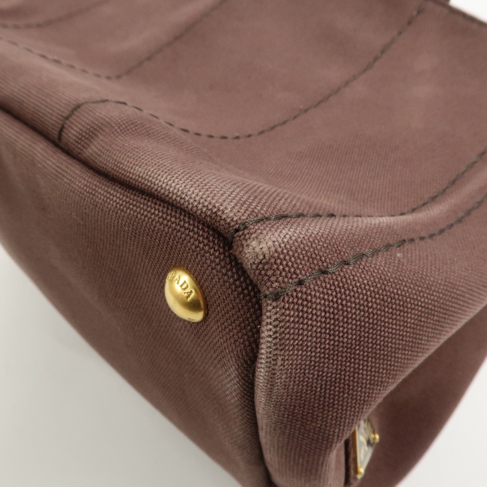 PRADA Logo Canapa Canvas 2Way Bag Hand Bag Brown BN2642