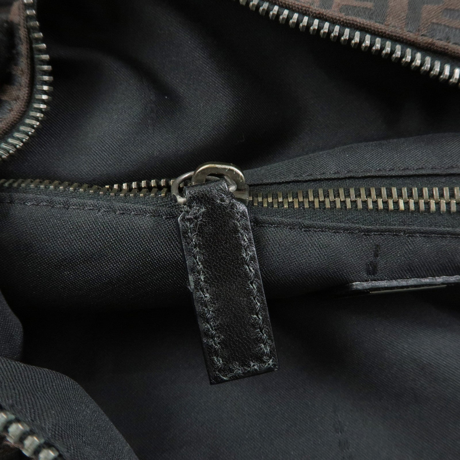 FENDI Zucchino Canvas Leather Shoulder Crossbody Bag Brown 7VA003