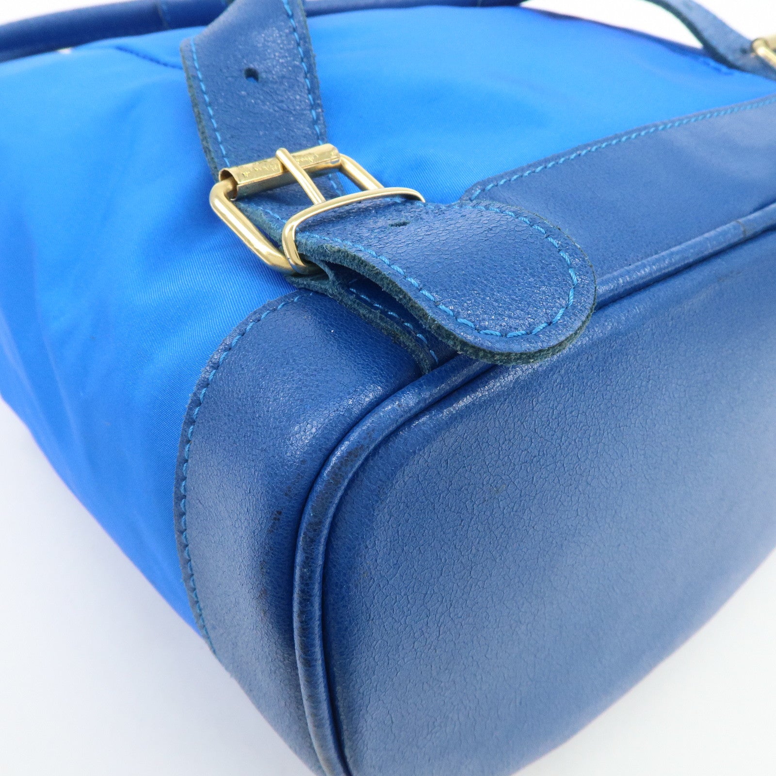 LOEWE Anagram Logo Nylon Leather Backpack Rucksack Blue