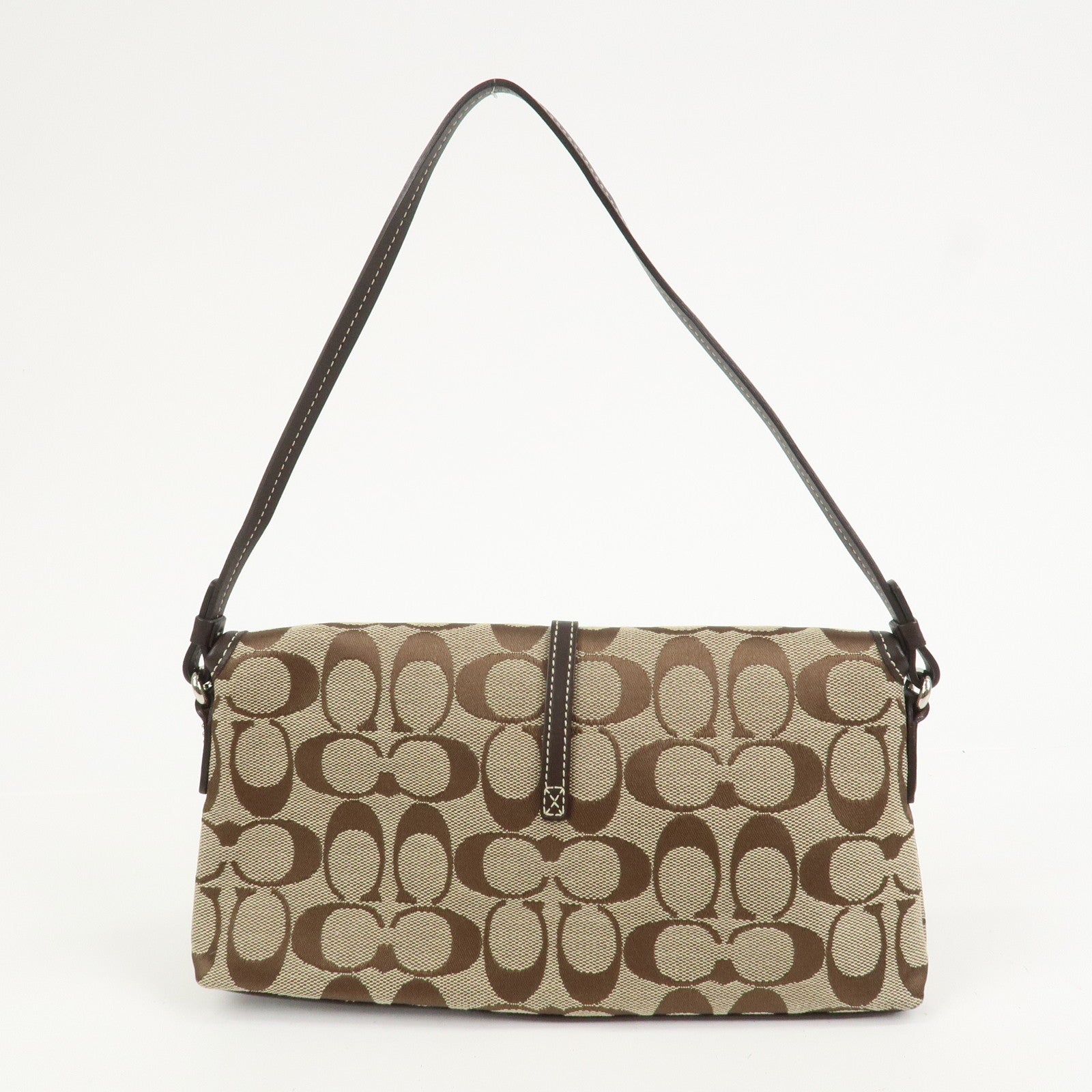 COACH Signature Canvas Leather Shoulder Bag Hand Bag Brown