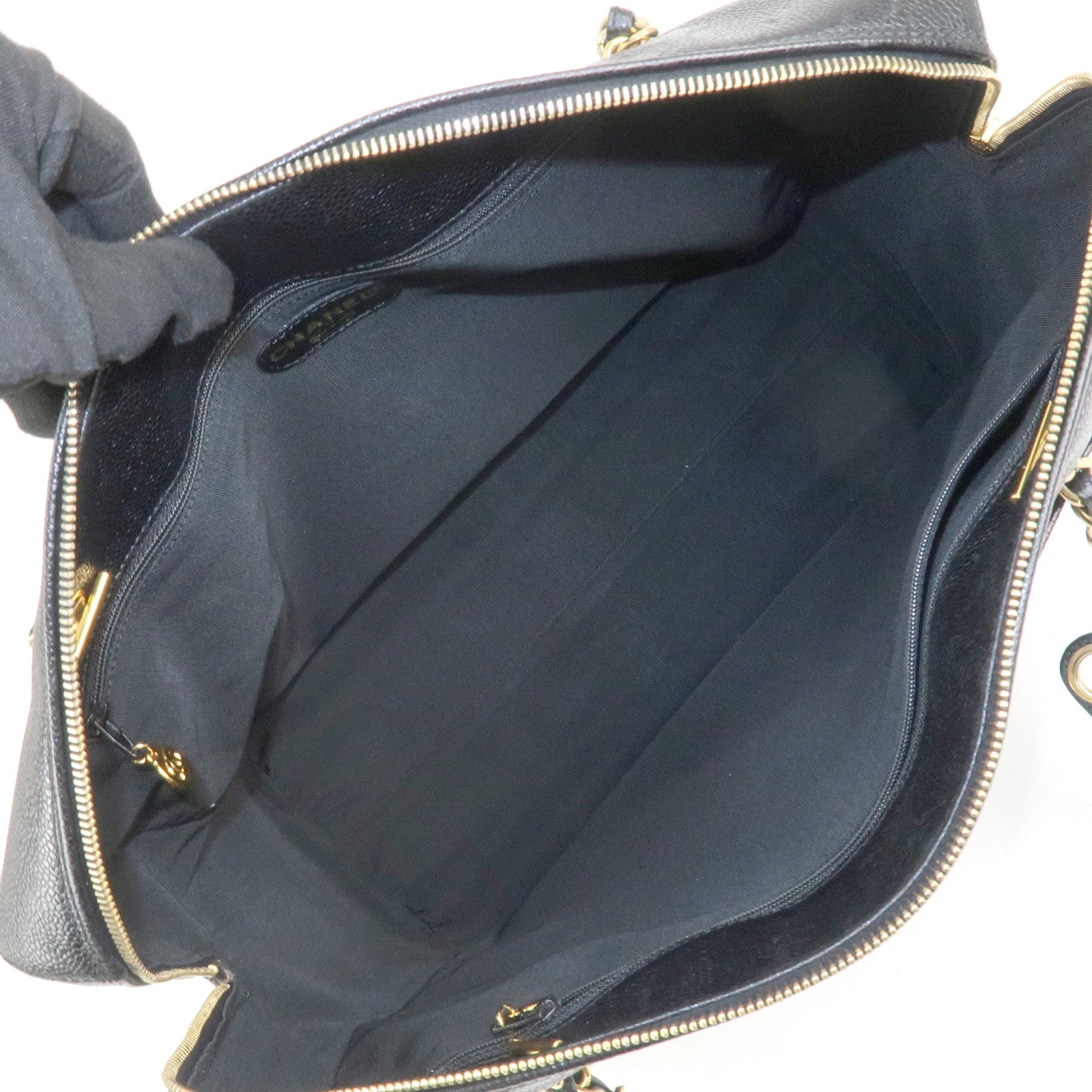 CHANEL COCO Mark Caviarskin Chain Shoulder Bag Black A10492