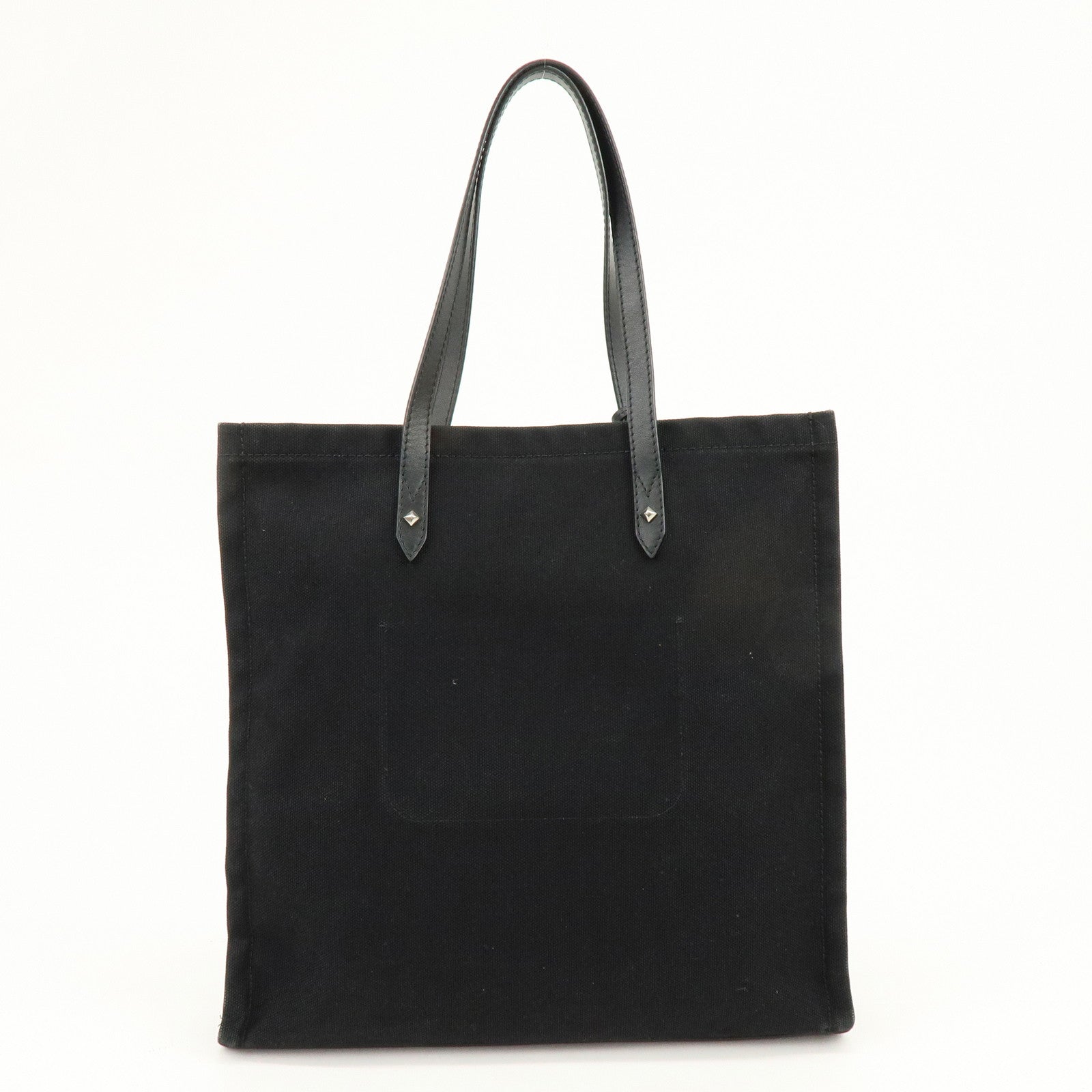 JIMMY CHOO Logo Canvas Leather Shoulder Bag Tote Bag Black