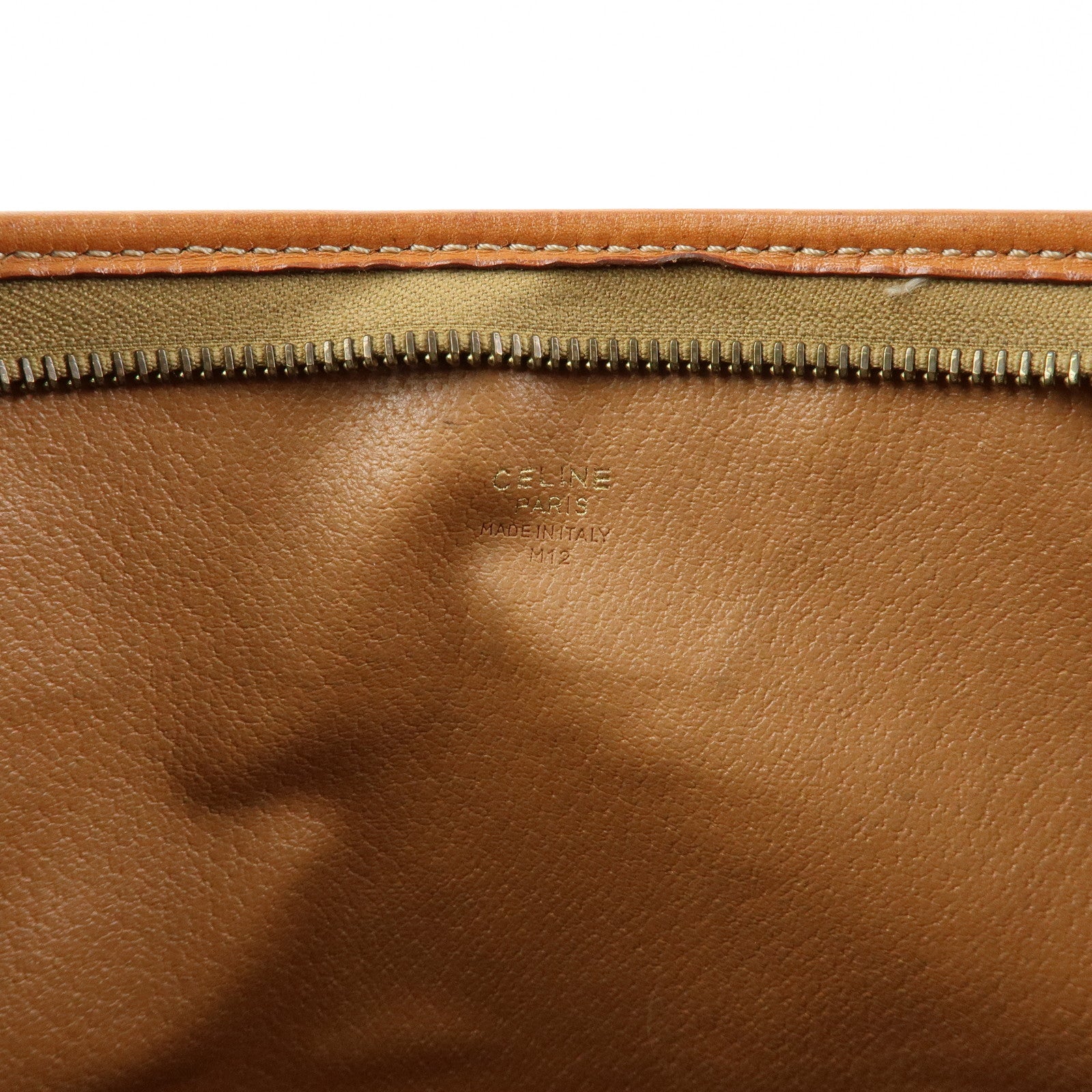 CELINE Macadam PVC Coated Canvas Leather Clutch Bag Pouch Brown