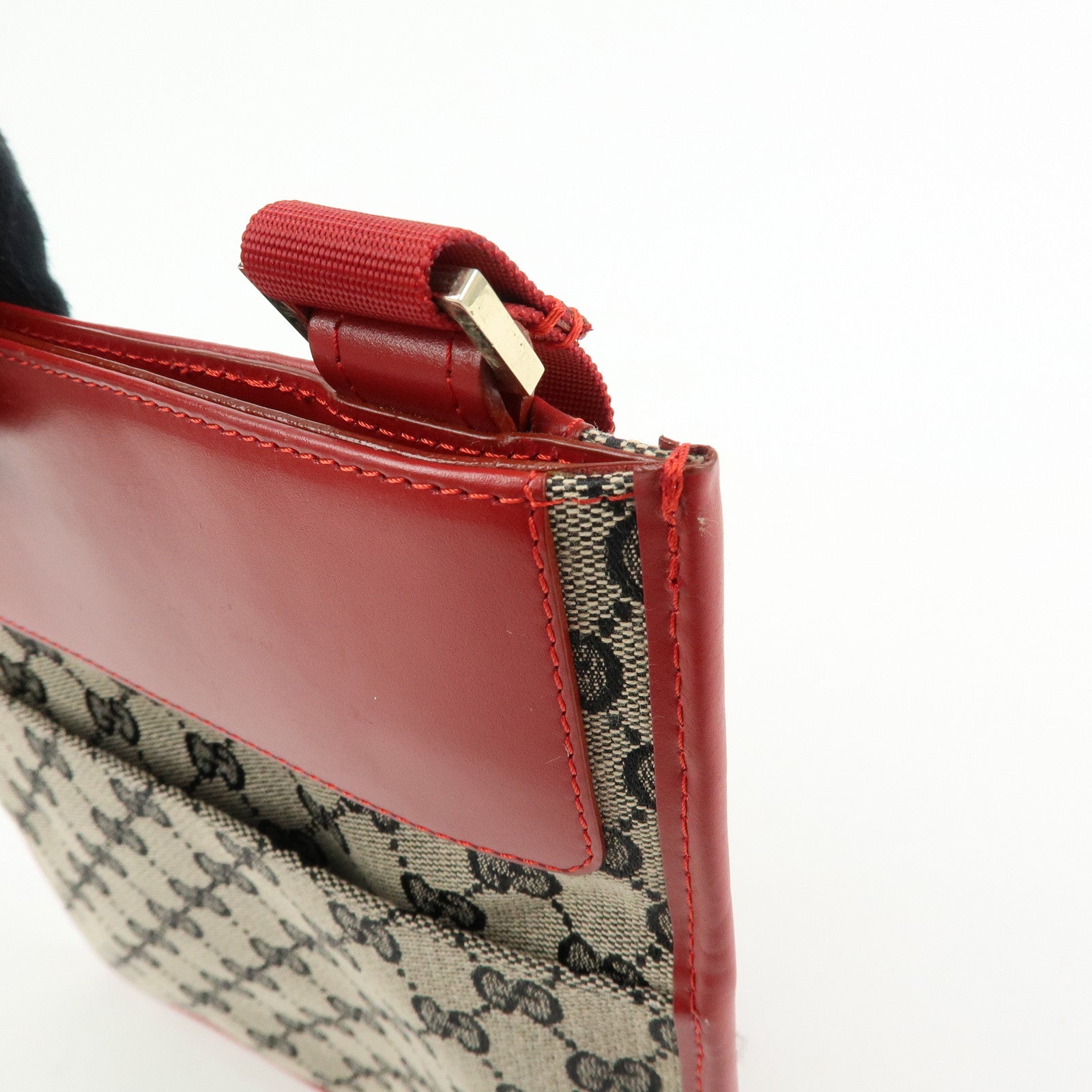 GUCCI GG Canvas Leather Shoulder Crossbody Bag Red 019・0348・200047