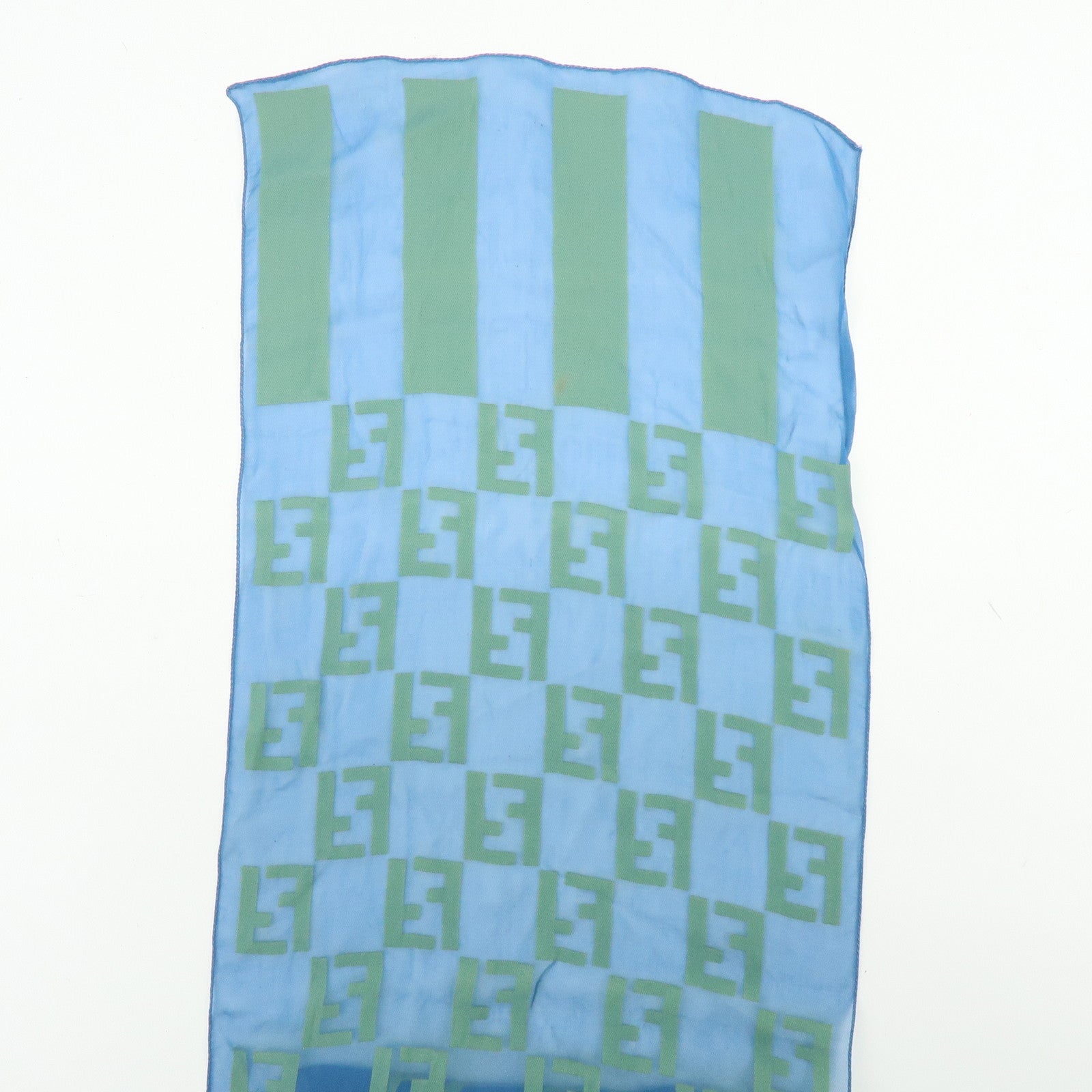 FENDI Zucca Rayon Silk Scarf Shawl Blue Light Green