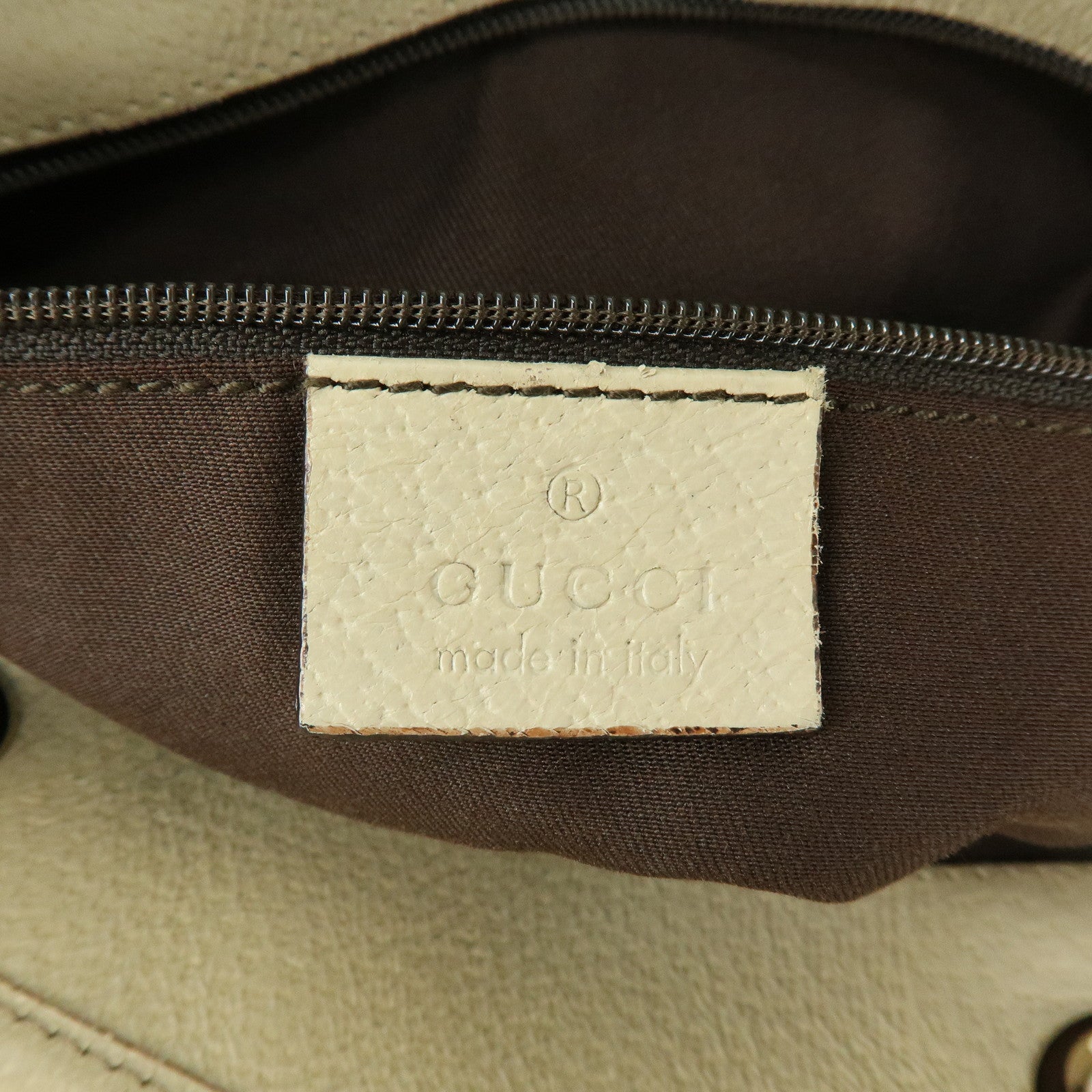 GUCCI GG Canvas Leather Tote Bag Hand Bag Beige Ivory 120840