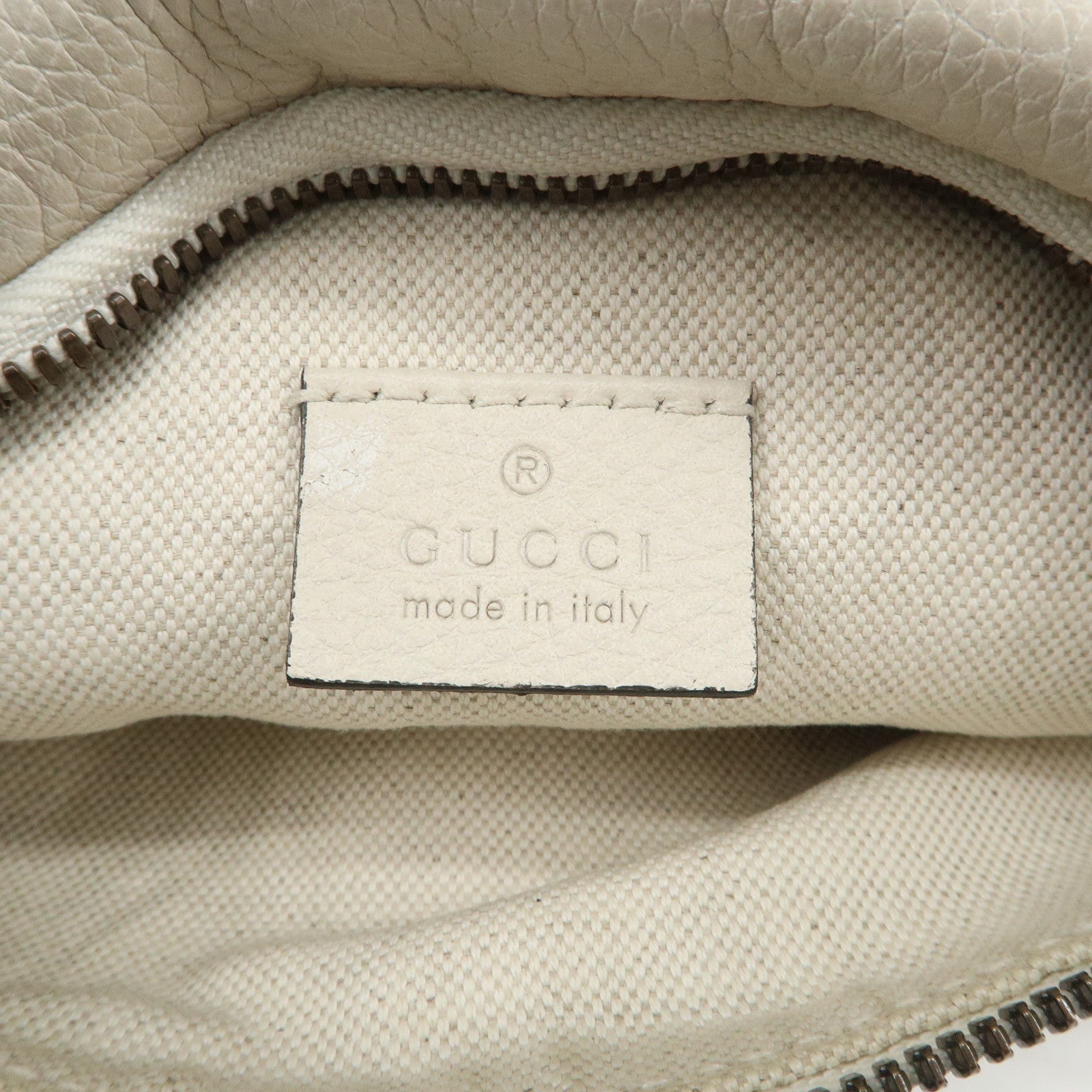 GUCCI Sherry Leather Canvas Waist Bag Crossbody Bag Ivory 527792