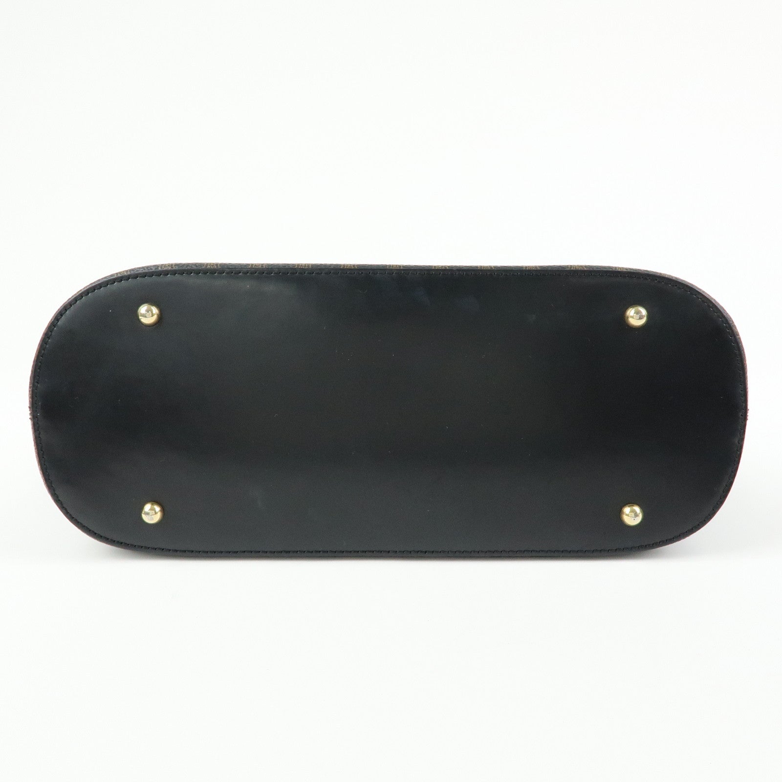 CELINE Macadam PVC Leather Hand Bag Black Brown