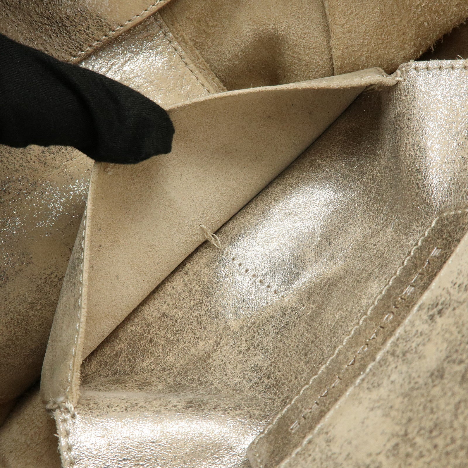 BALENCIAGA The Paper Leather Tote Bag Hand Bag Silver 255412