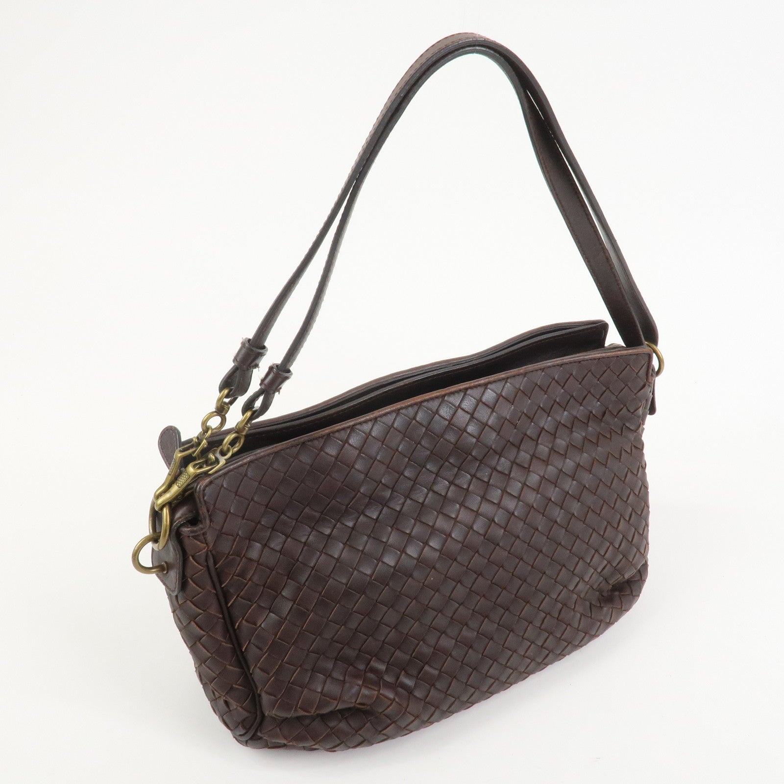 BOTTEGA VENETA Intrecciato Nappa Leather Shoulder Bag Brown