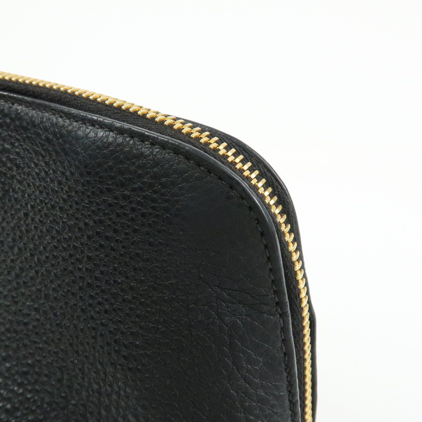 PRADA Logo Leather Cosmetic Pouch Clutch Black 1ND005