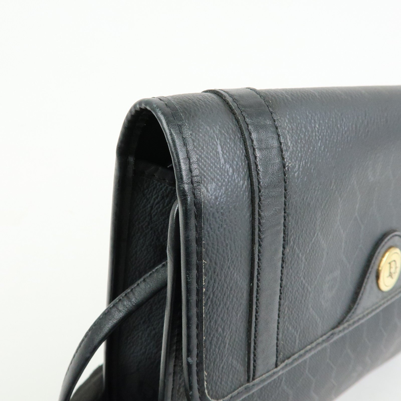 Christian Dior Honeycomb PVC Leather Shoulder Crossbody Bag Black