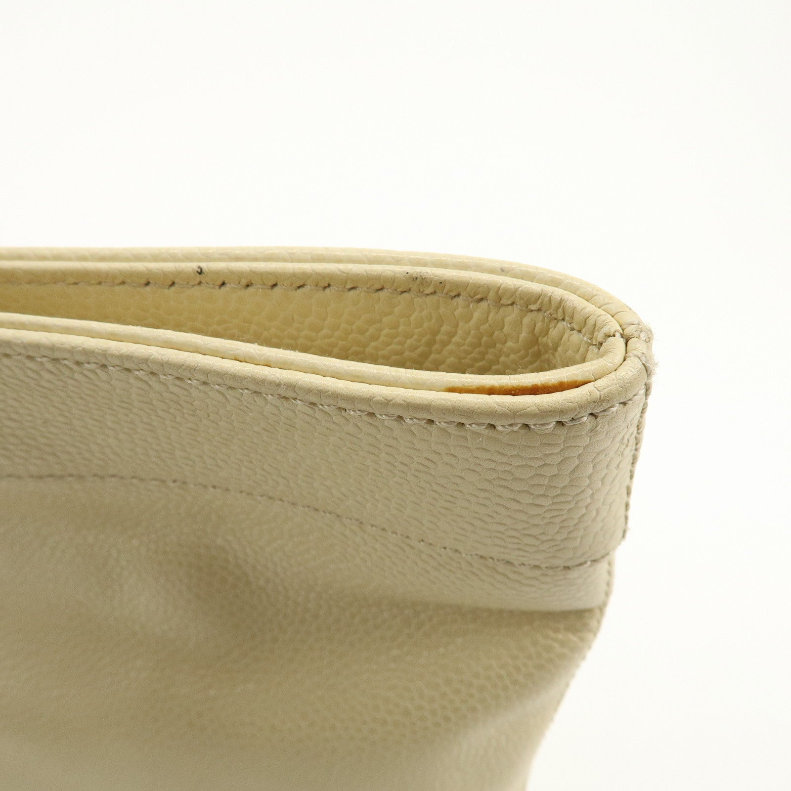 CHANEL COCO Mark Caviarskin Tote Bag Shoulder Bag Ivory