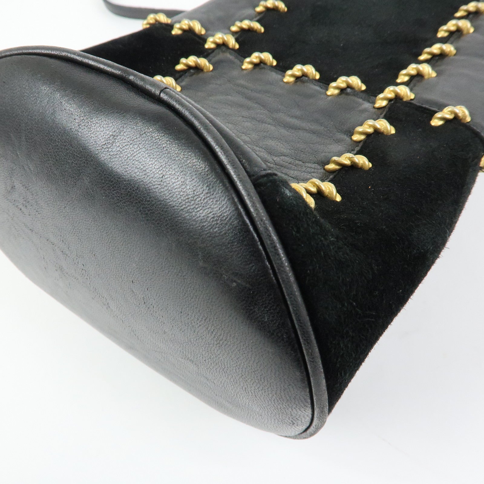 Ferragamo Leather Suede Shoulder Bag Crossbody Bag Black