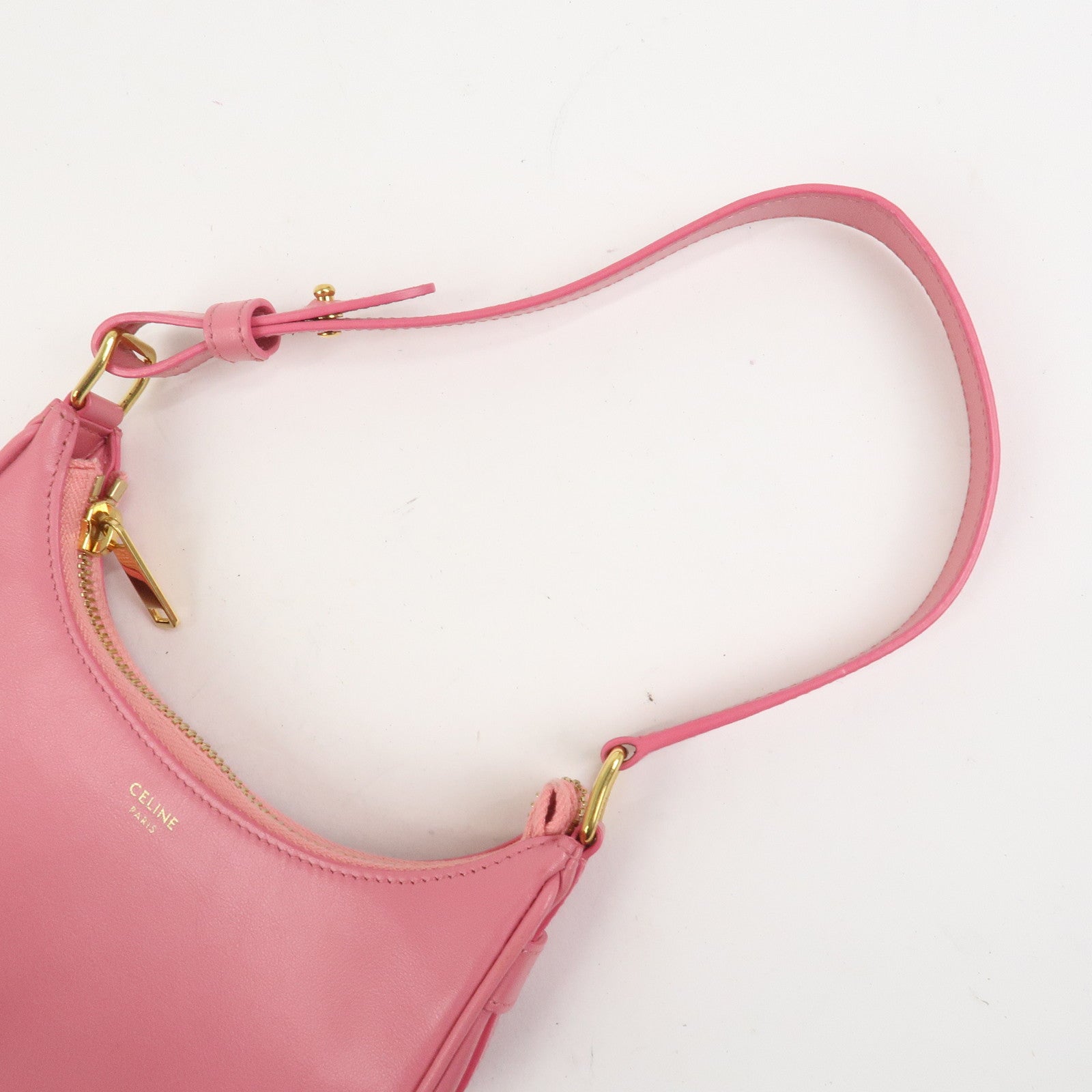 CELINE Ava Leather Hand Bag Hand Pouch Pink