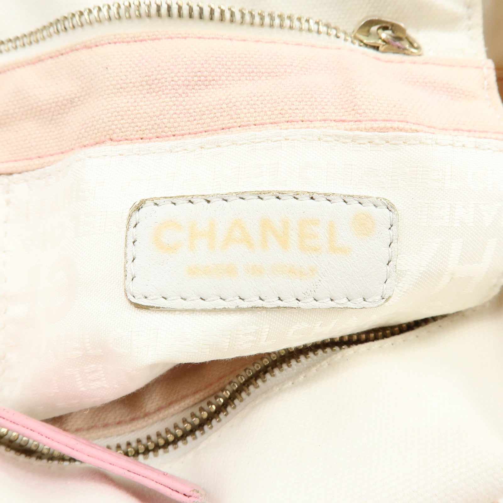 CHANEL Marshmallow Canvas Hand Bag Tote Bag White Pink