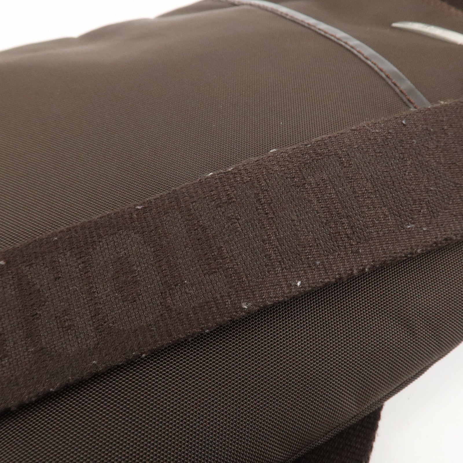 Ferragamo Nylon Leather Shoulder Bag Crossbody Bag Brown Silvern