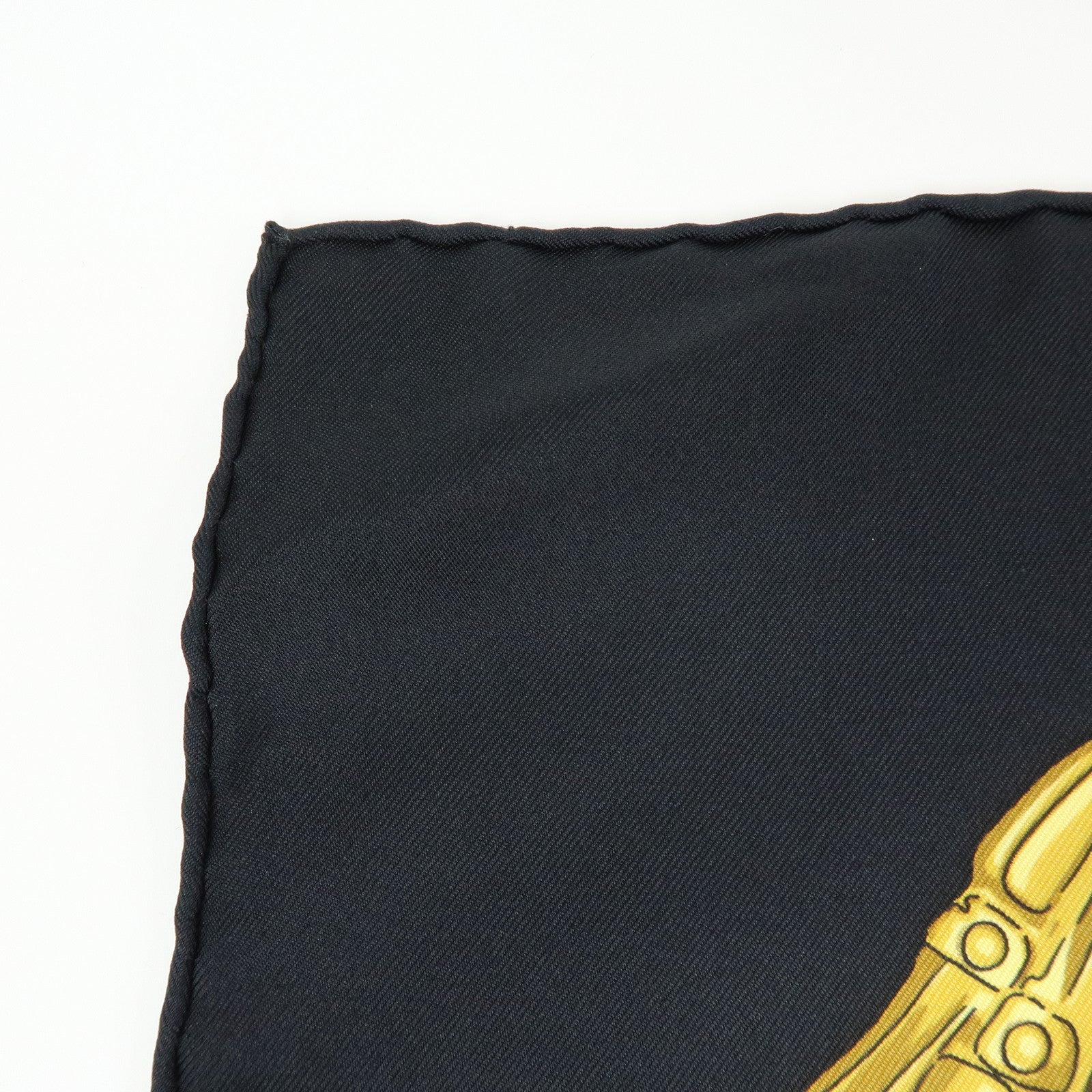 HERMES Carre 90 Silk 100% Scarf LES CAVALIERS D'OR Black Gold