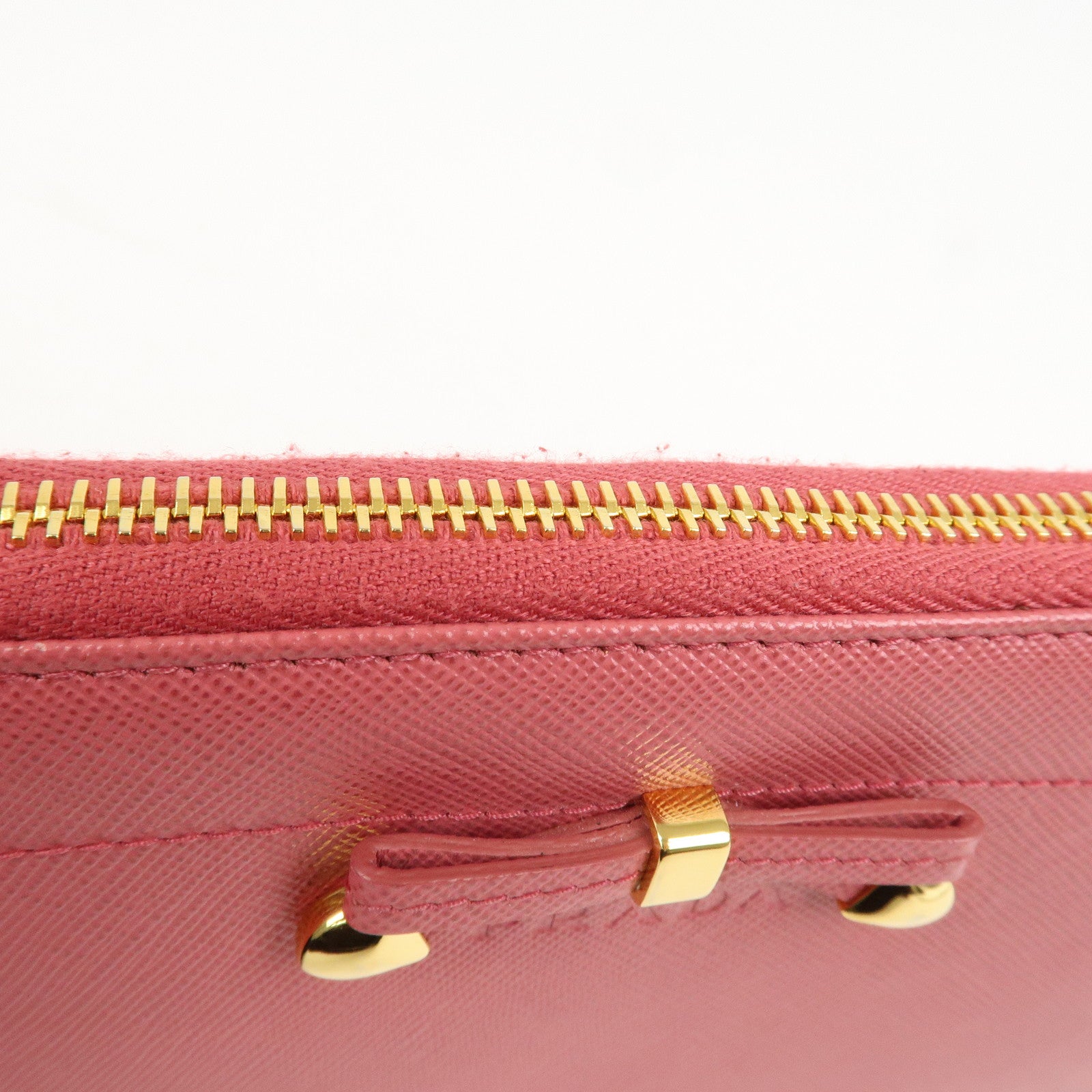 PRADA Logo Saffiano Leather Zippy Long Wallet Pink 1M0506