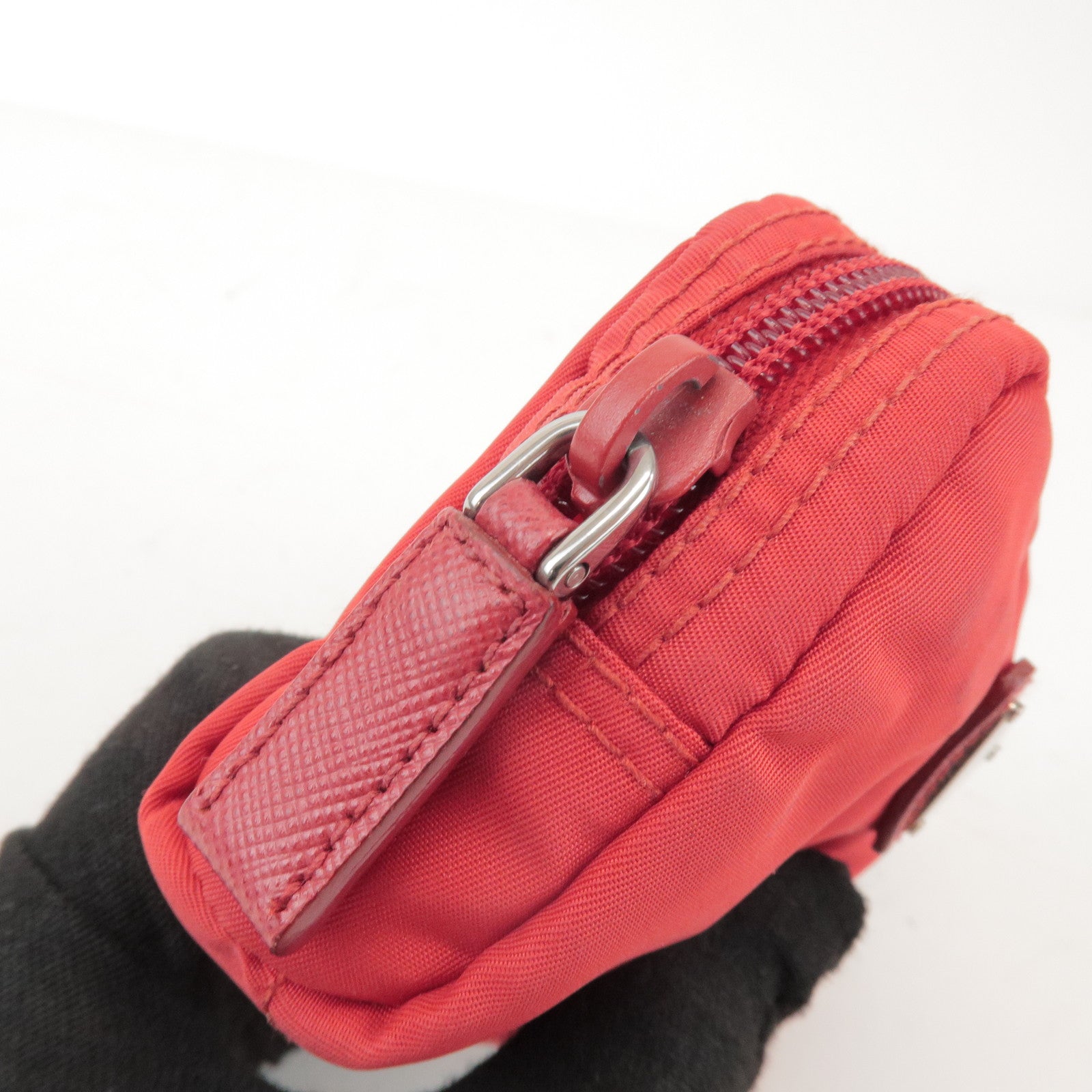 PRADA Set of 2 Nylon Pouch Cosmetic Bag Pink Red 1N0340/1N0339