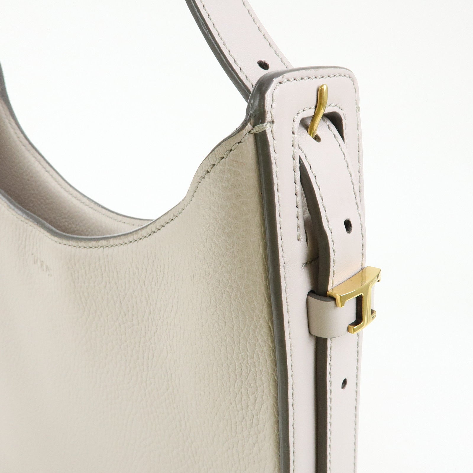 TOD'S OBOE Medium Leather Shoulder Bag Hand Bag Gray