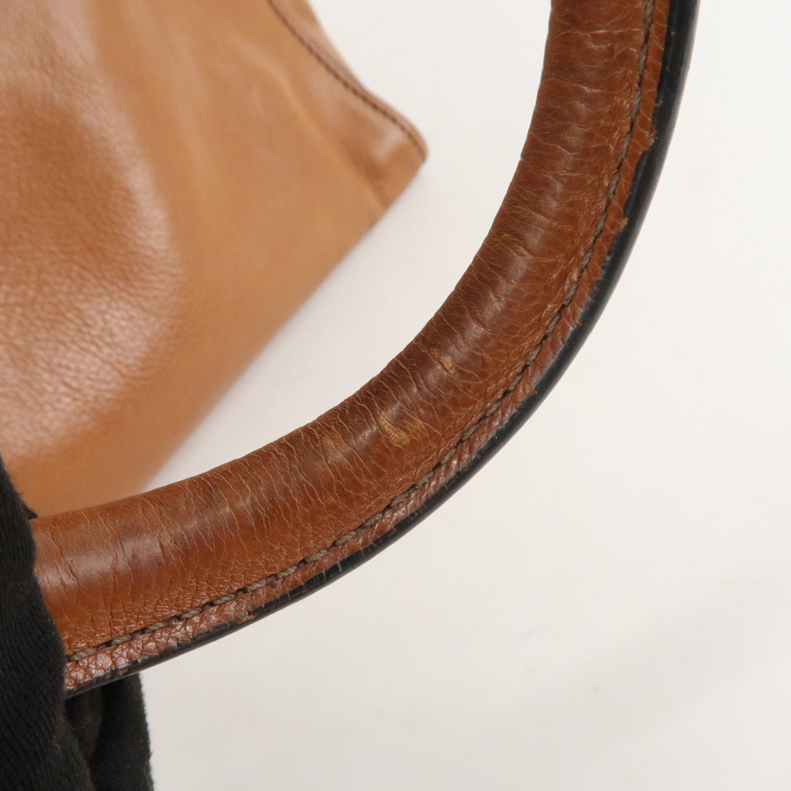 PRADA Triangle Logo Leather 2Way Hand Bag Shoulder Bag Brown BN2619