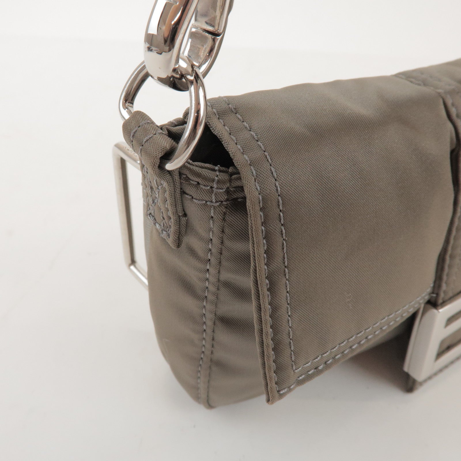 FENDI × PORTER Nylon Leather Baguette Mini 2WAY Bag Grey 7AS138