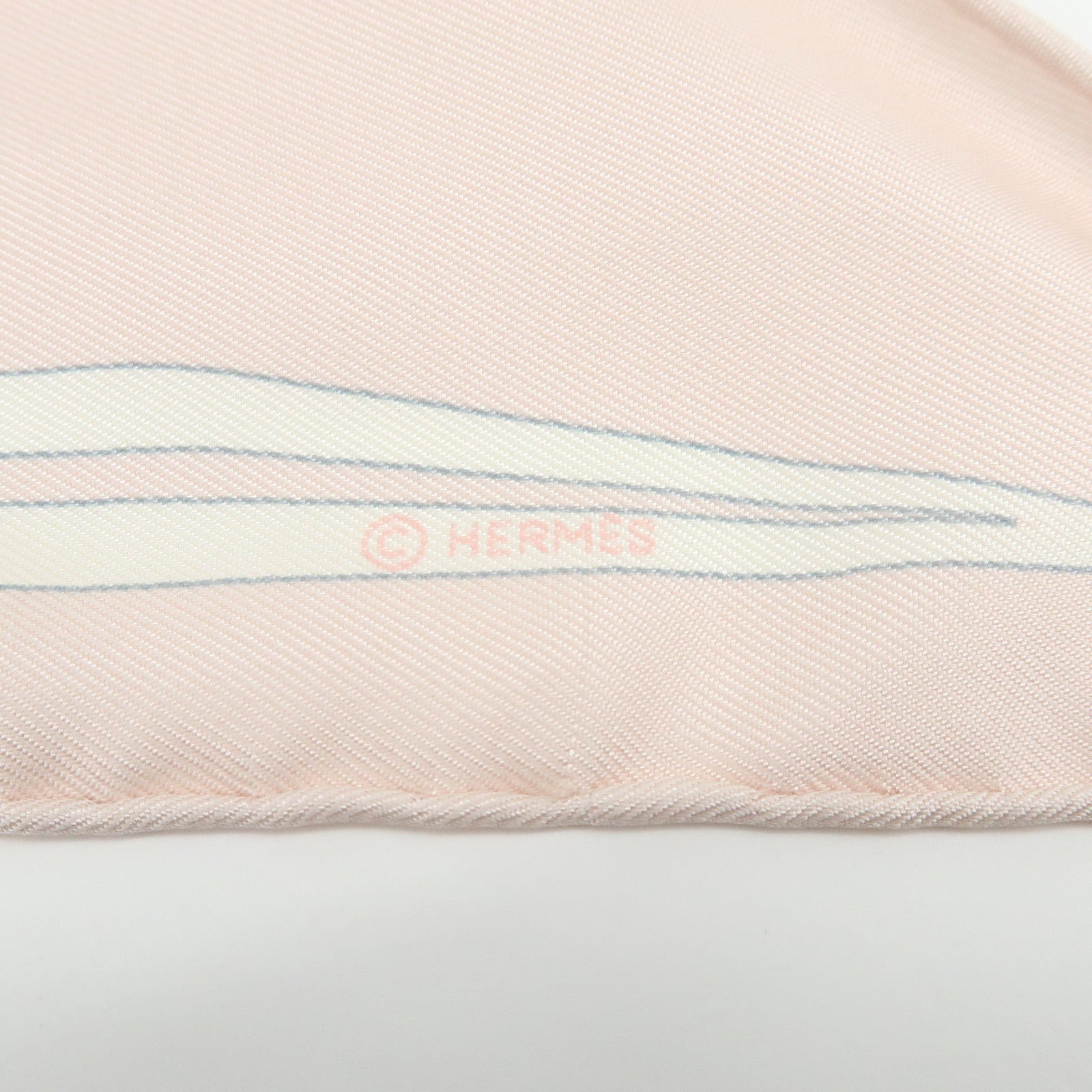 HERMES Silk 100% Triangle Scarf CALECHE ELASTIQUE Light Pink