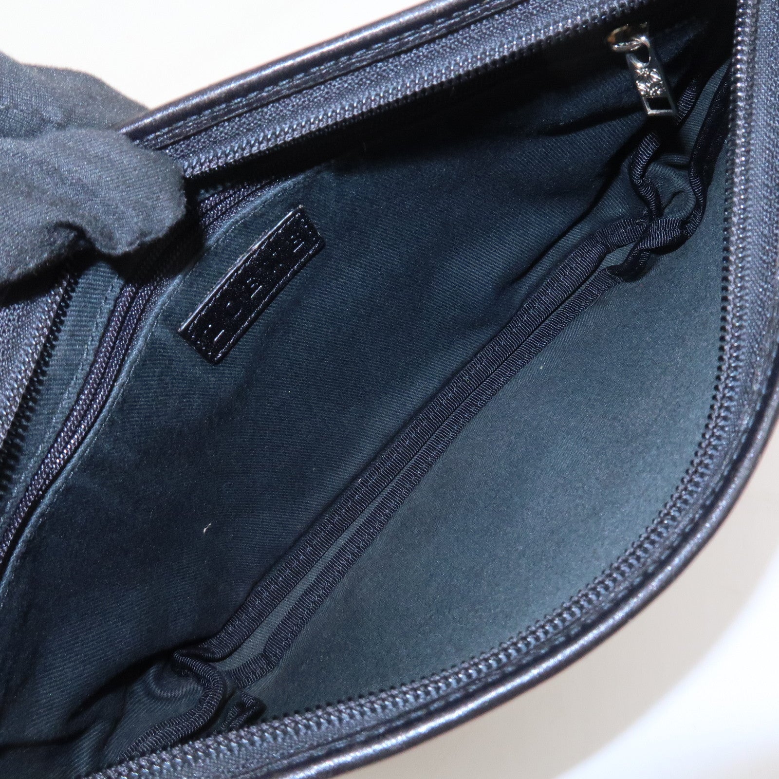 LOEWE Anagram Logo Canvas Leather Shoulder Bag Hand Bag Beige Black