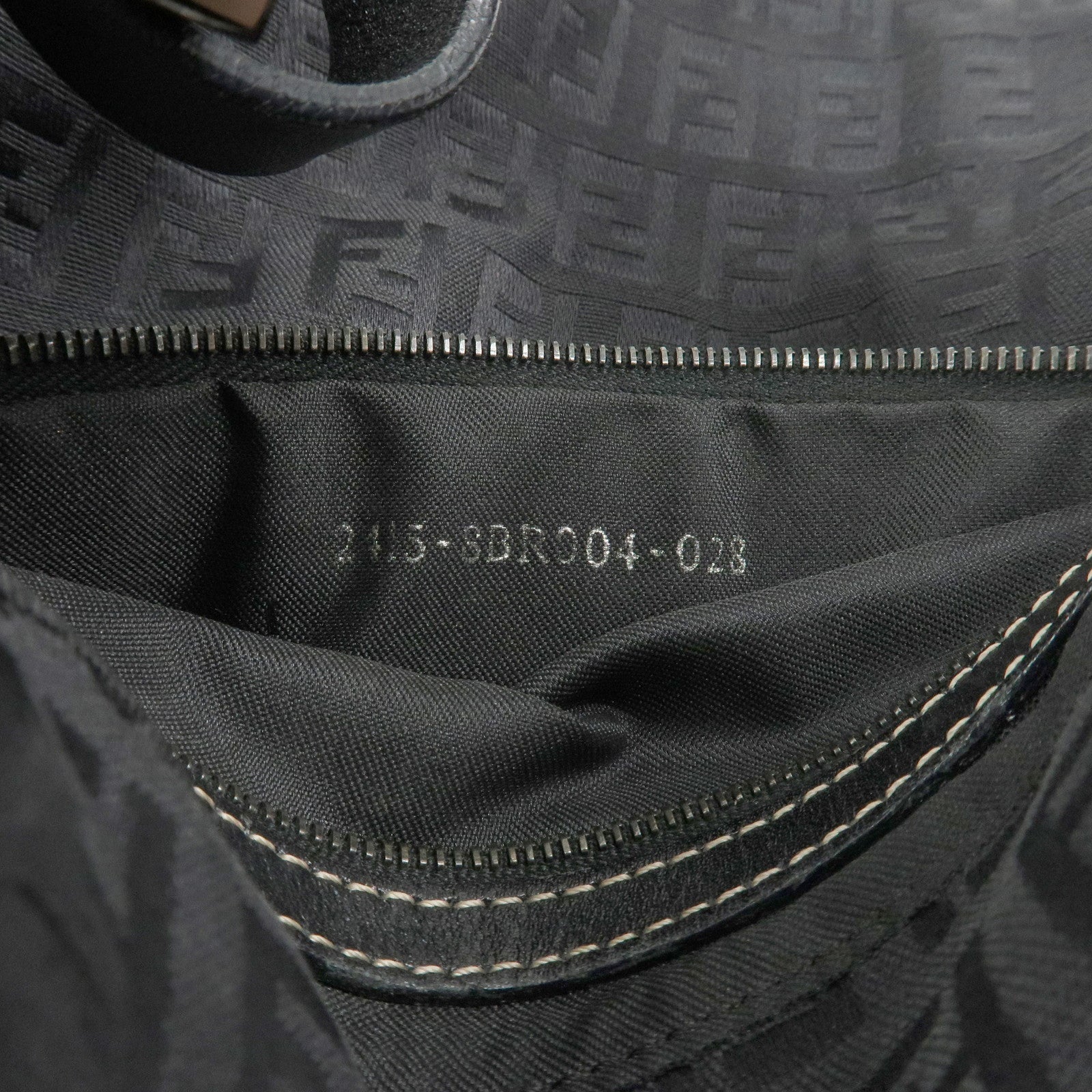 FENDI Mamma Baguette Zucchino Canvas Leather Shoulder Bag 8BR004