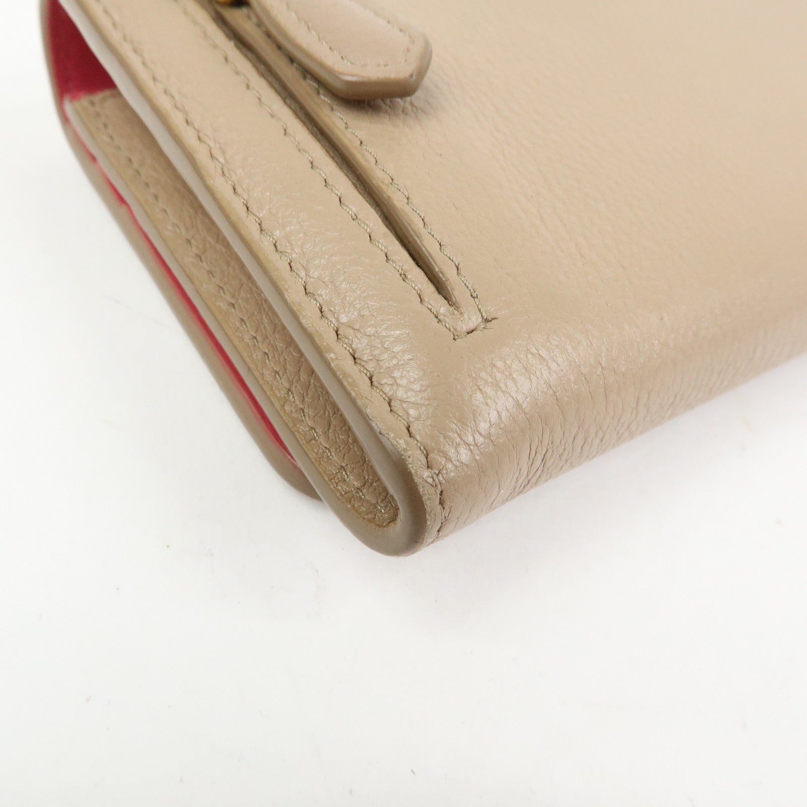 PRADA Saffiano Leather Flap Bi-Fold Long Wallet Pink Beige 1MH132