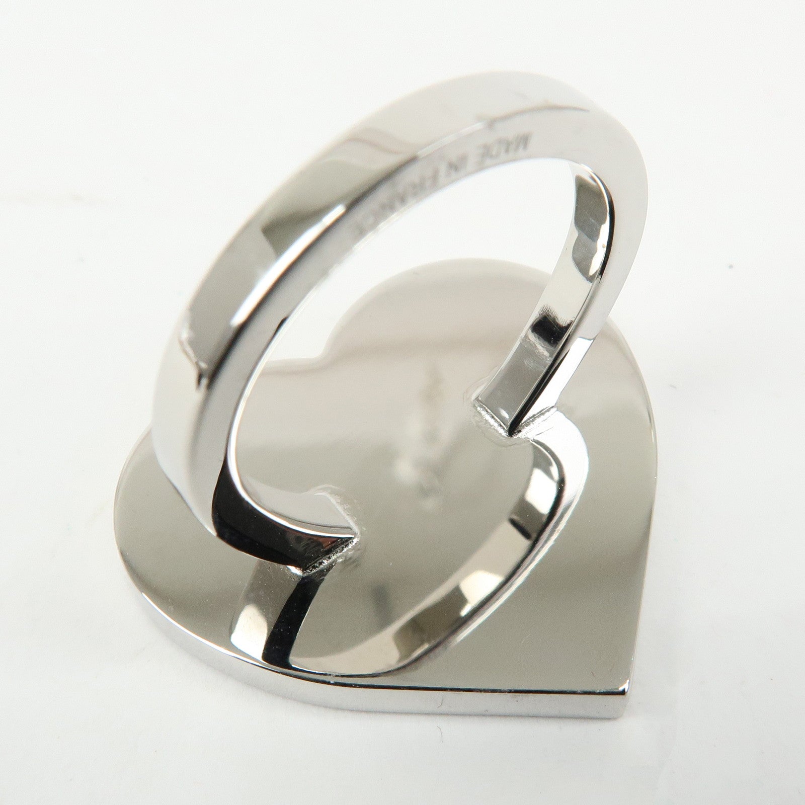 HERMES Coeur Laque Lacquered Heart Metal Scarf Ring Red Silver