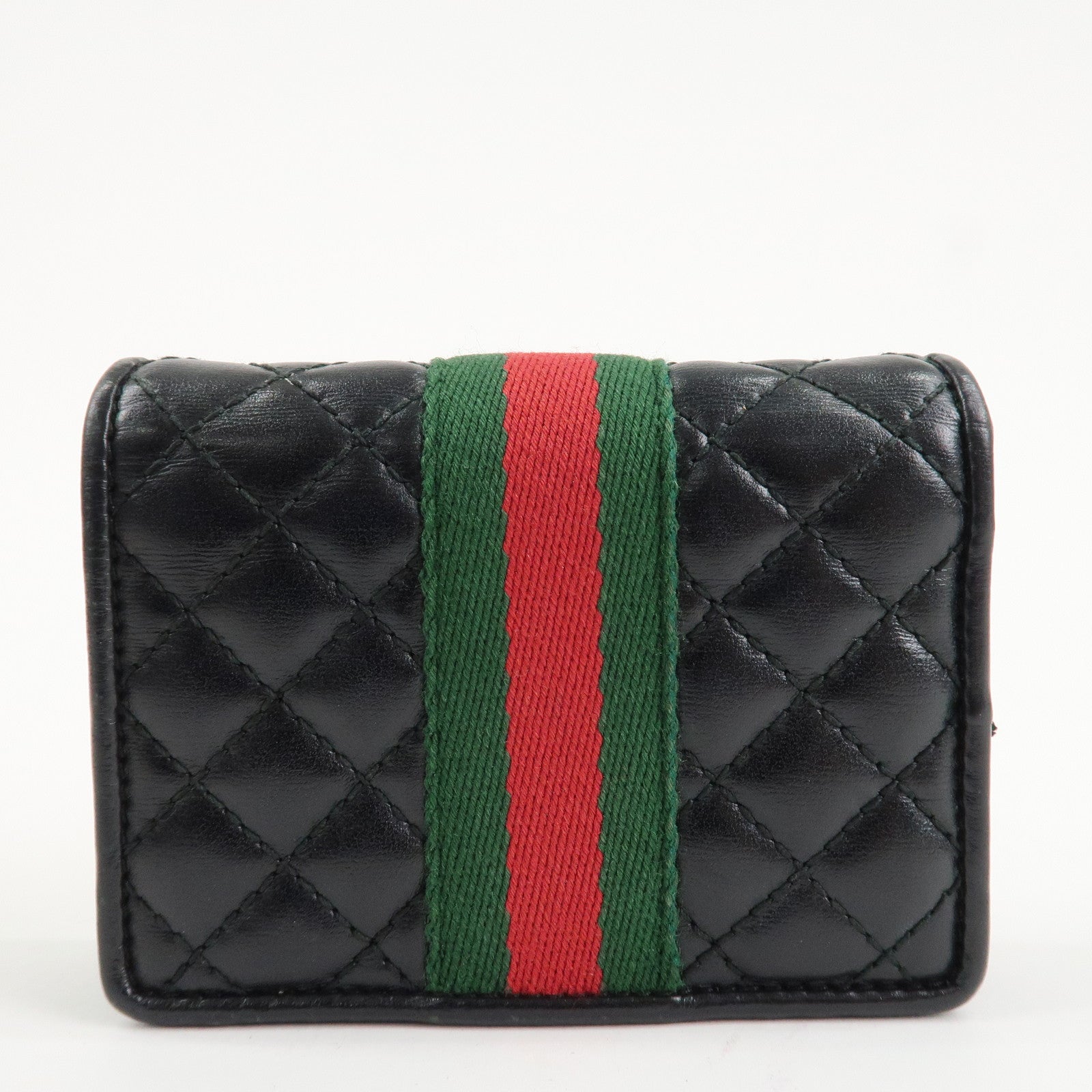 GUCCI Sherry GG Marmont Leather Bi-Fold Wallet Black 536453 Used