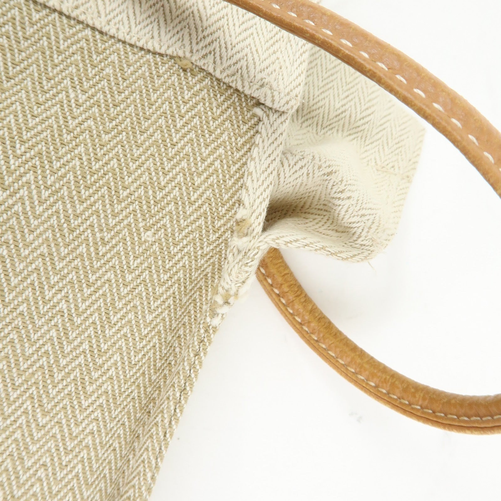 HERMES Aline GM Canvas Leather Shoulder Bag Hand Bag Natural