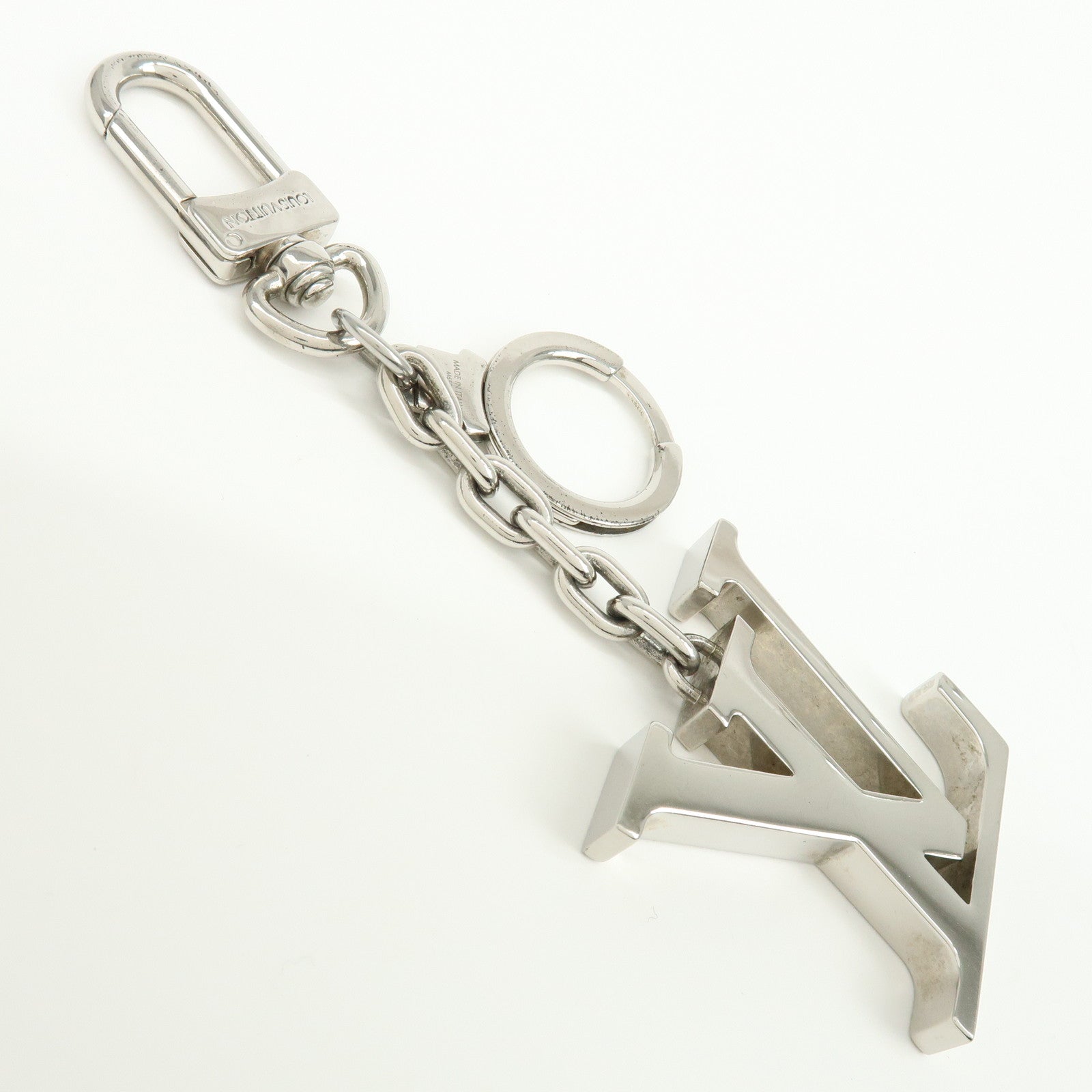 Louis Vuitton Porte Cles Initials LV Metal Bag Charm Silver M65071