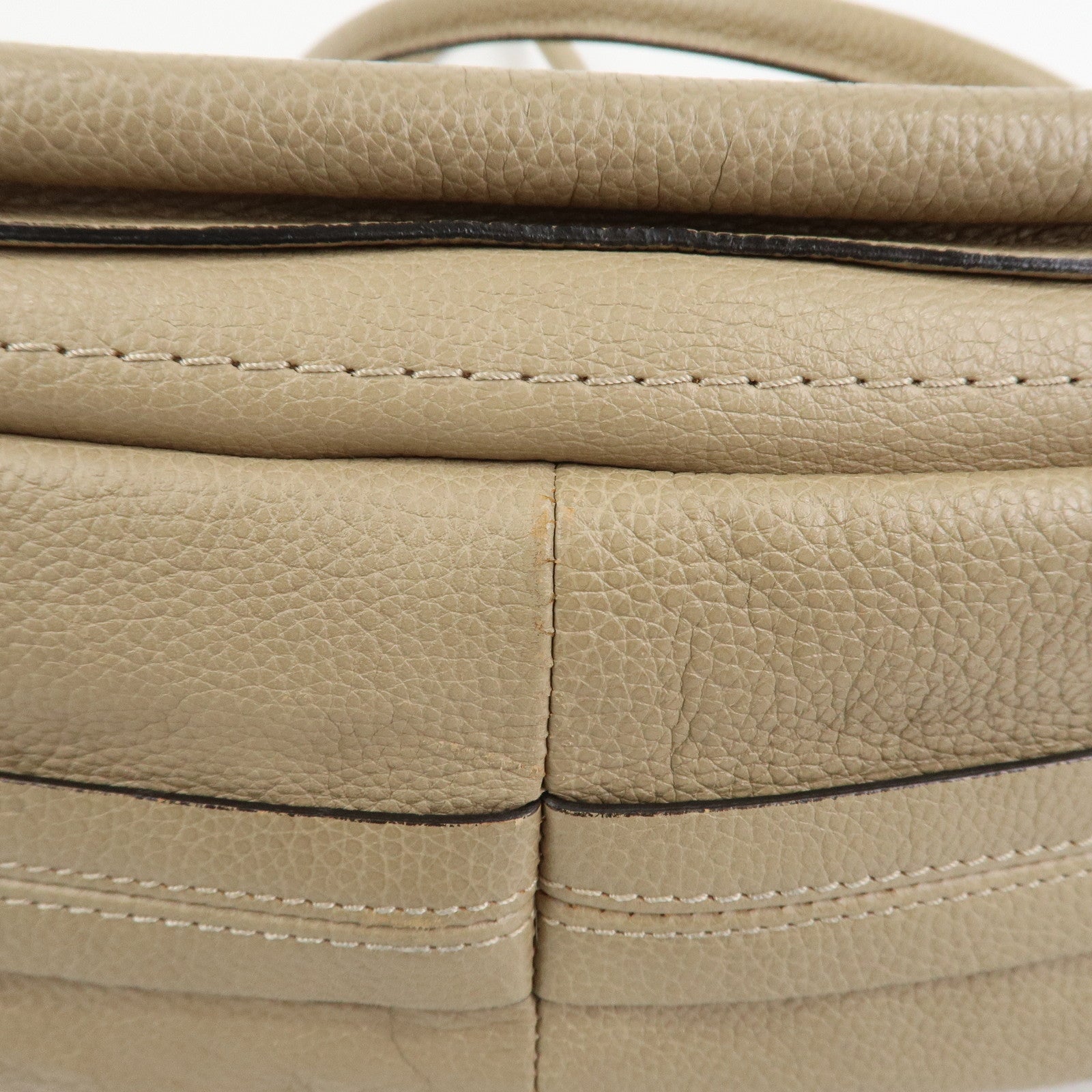 Chloe Parati Leather 2WAY Bag Shoulder Bag Beige