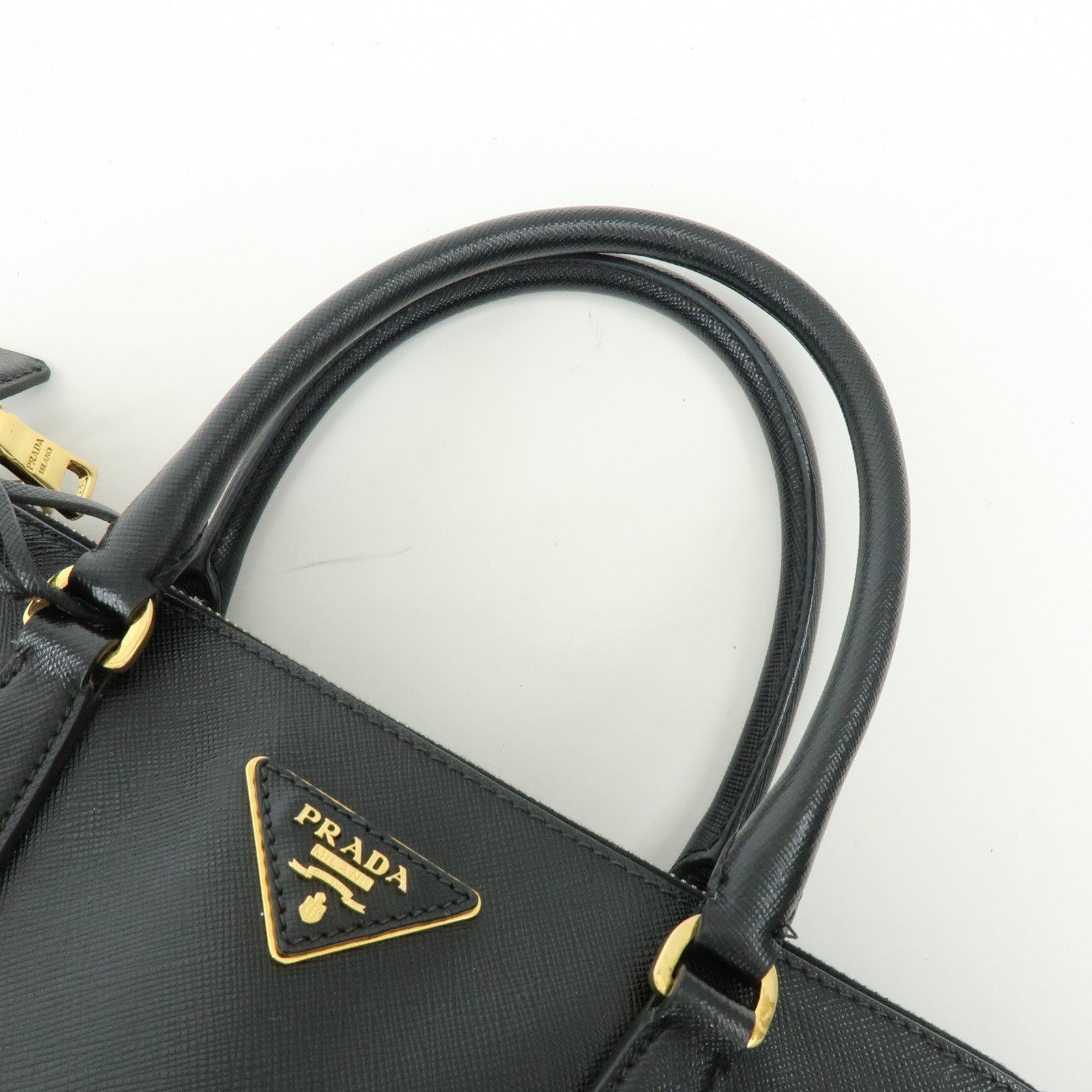 PRADA Saffiano Leather 2Way Bag Hand Bag Shoulder Bag Black 1BA801