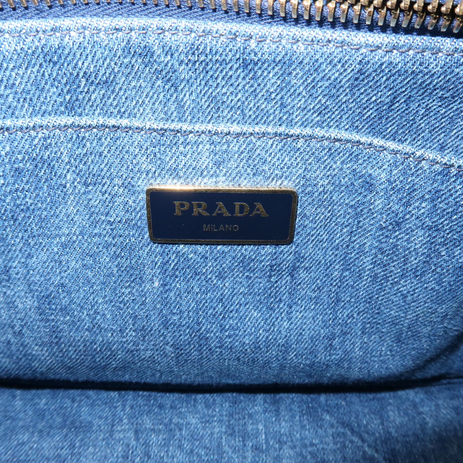 PRADA Triangle Logo Canapa Mini Denim 2Way Bag Hand Bag Blue 1BG439