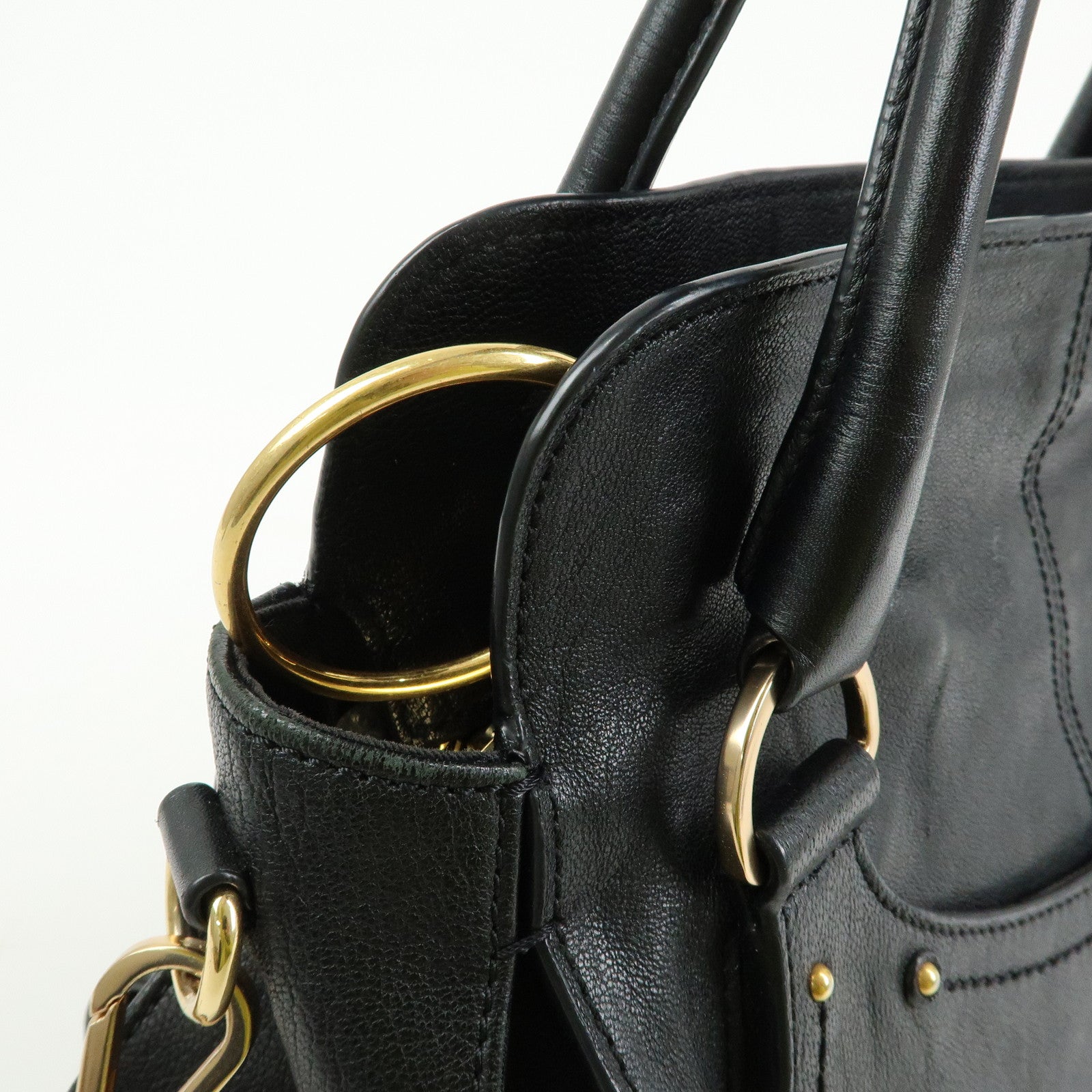 Chloe See by Cloe Leather 2Way Bag Shoulder Bag Hand Bag Black