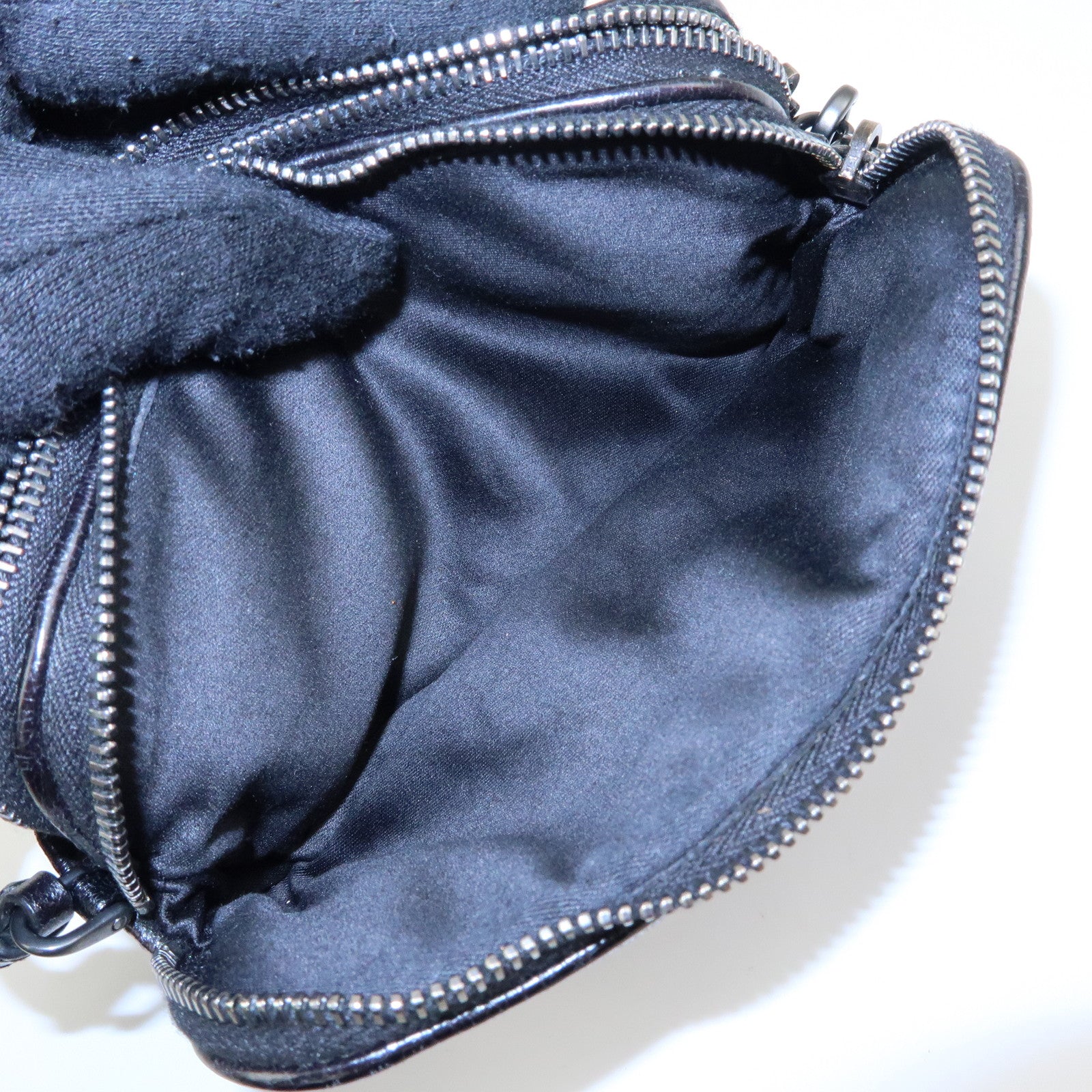 MIU MIU Logo Leather Mini Hand Bag Pouch Studs Black