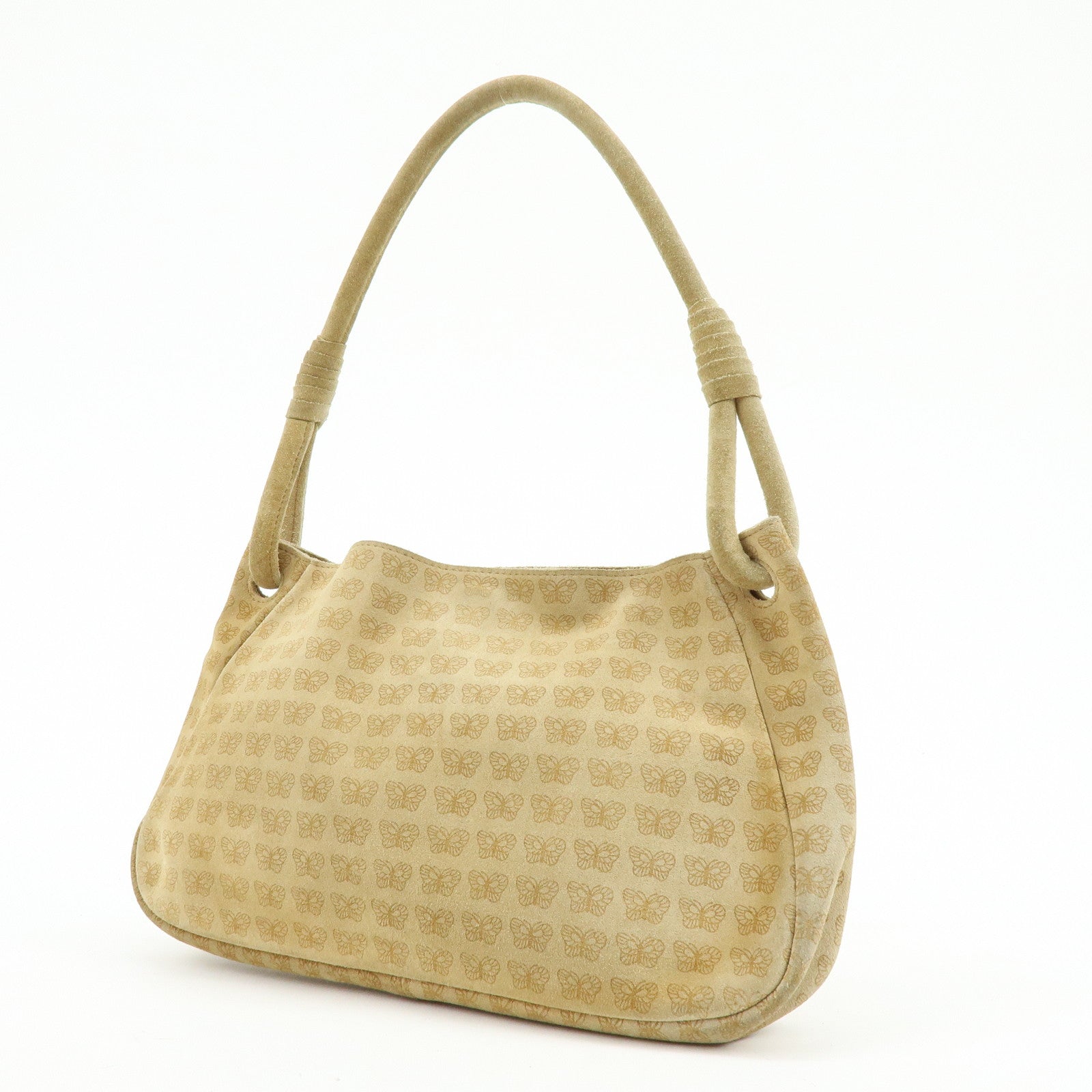 BOTTEGA VENETA Suede Butterfly Shoulder Bag Hand Bag Beige